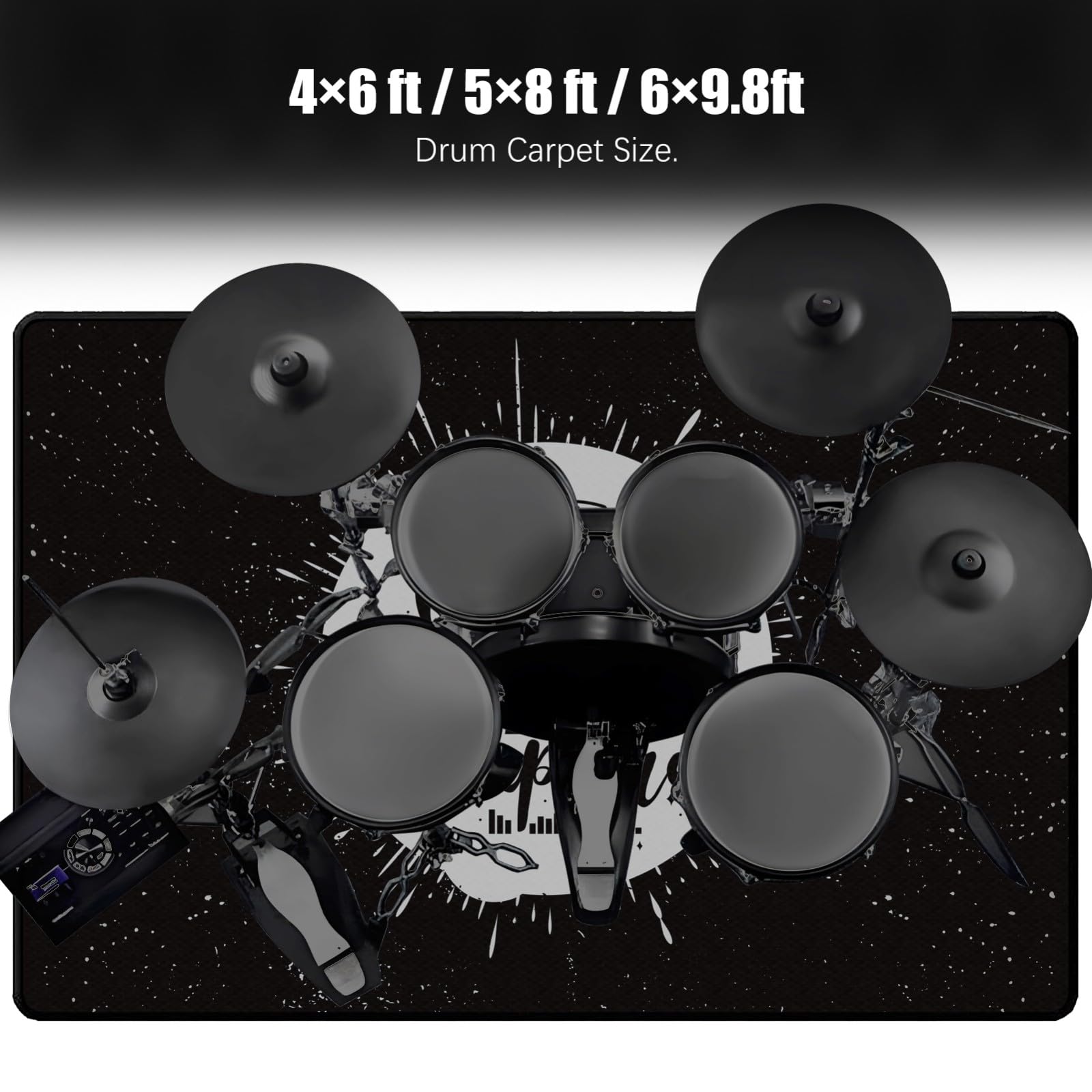 6Ft x 9Ft Non-Slip Drum Rug with Soundproof Padding - Perfect for Jazz & Electric Drum Sets - Ideal Drum Accessory Gift for Drummers - Great for Home Studios, Live Performances & Practice Sessions
