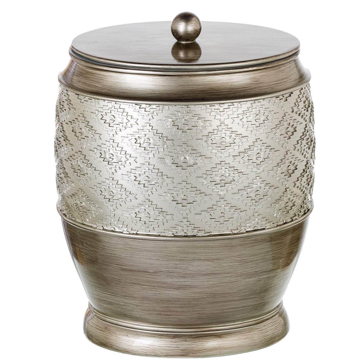 Creative Scents Dublin Silver Small Bathroom Trash Can with Lid - Brushed Stainless Steel Bathroom Garbage Bin - Decorative Waste Basket for Bathroom, Bedroom & Office - Durable Wastebasket for Paper, Diapers & Tissues | Perfect for Home, Hotel & Spa Decor
