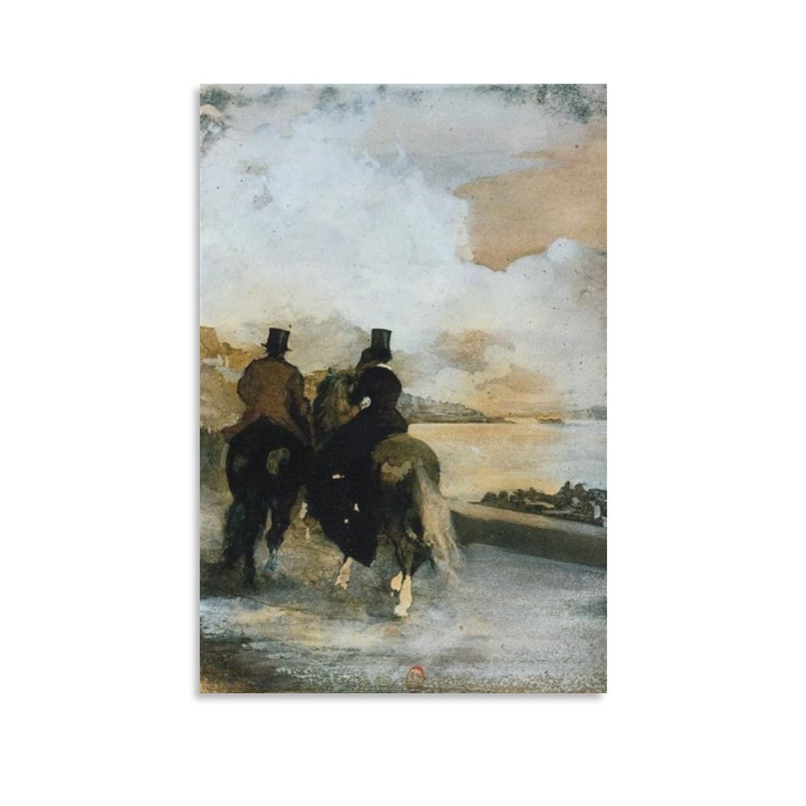 Edgar Degas 'Two Riders by a Lake' Art Print - 8x12 Inch (20x30cm) Canvas Wall Art Poster, Framed or Unframed - Perfect for Living Room, Bedroom & Office Decor