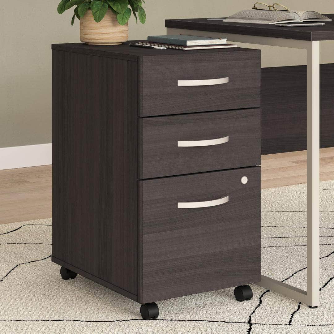 Zaniah 3-Drawer Mobile File Cabinet with Locking Wheels - Black, White, Gray (3 Colors) - Perfect for Office, Home, or School Organization and Document Storage