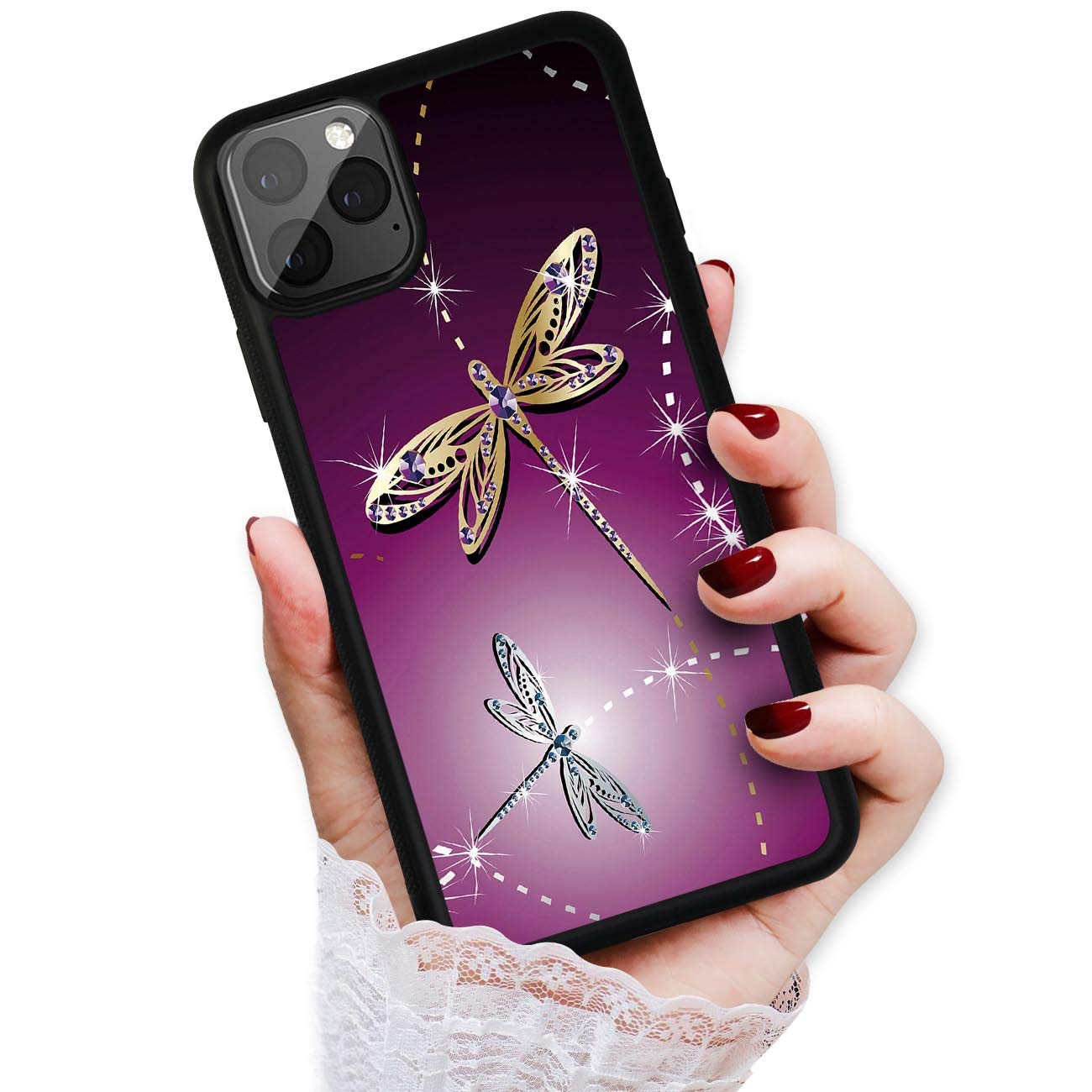 Durable Soft Protective Phone Case for iPhone 13 - Purple Dragonfly Design | Shockproof Slim Cover for Everyday Use & Travel Protection
