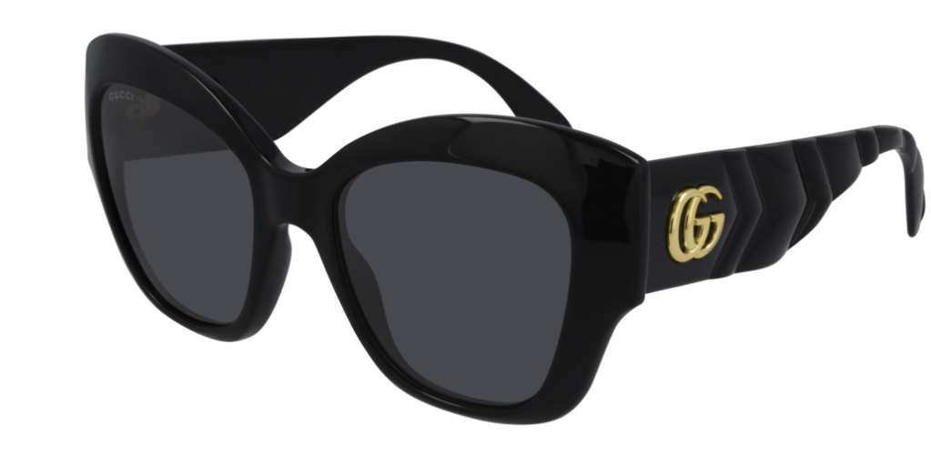 Gucci GG 0808S 001 Black/Gray Cat Eye Sunglasses for Women - Stylish Round Frame UV Protection - Perfect for Beach, Driving & Fashion Outfits