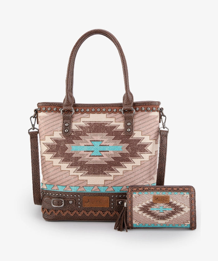 Montana West Aztec Print Concealed Carry Tote Bag Set - Stylish & Functional Handbag for Women, Perfect for Everyday Use, Travel, and Concealed Carry