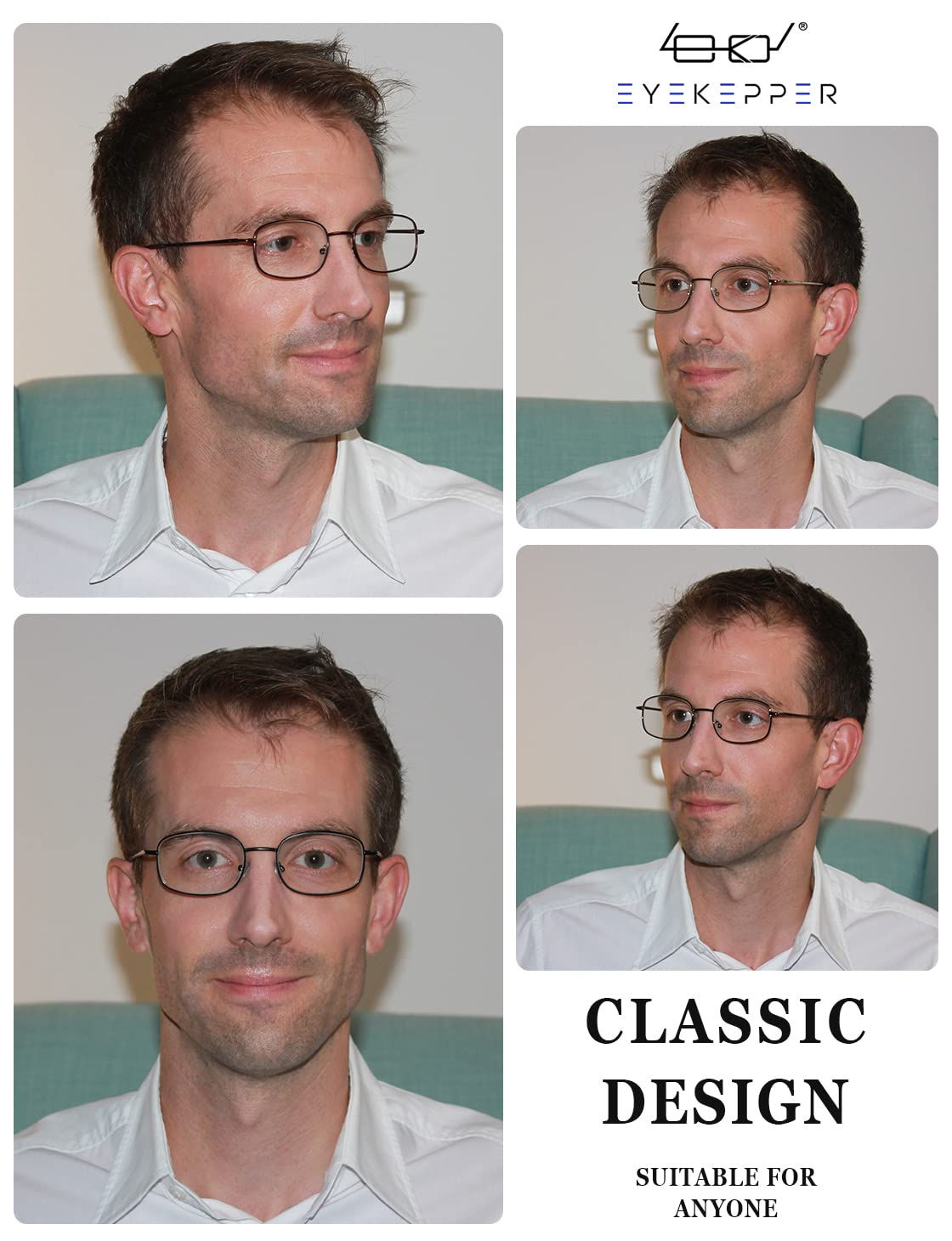 Eyekepper 4 Pairs Reading Glasses - Lightweight Metal Frame Readers with Spring Hinges for Men & Women - Fashionable & Durable for Reading, Computer Use & Office Work