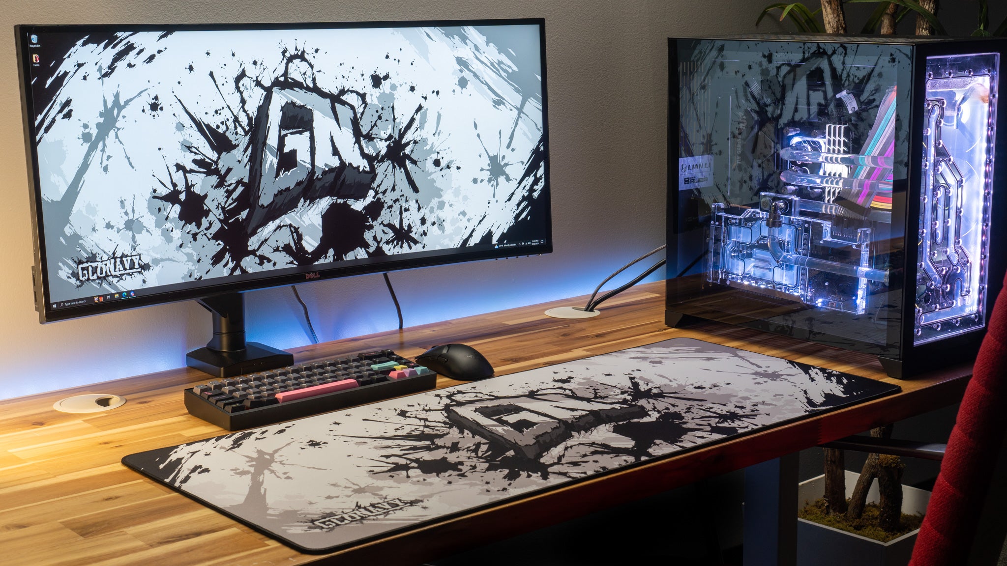 Glo Navy Monochrome Gaming Mouse Pad - Large Desk Mat for Content Creators & Gamers - Non-Slip Rubber Base - Perfect for Streaming, Office & PC Setup