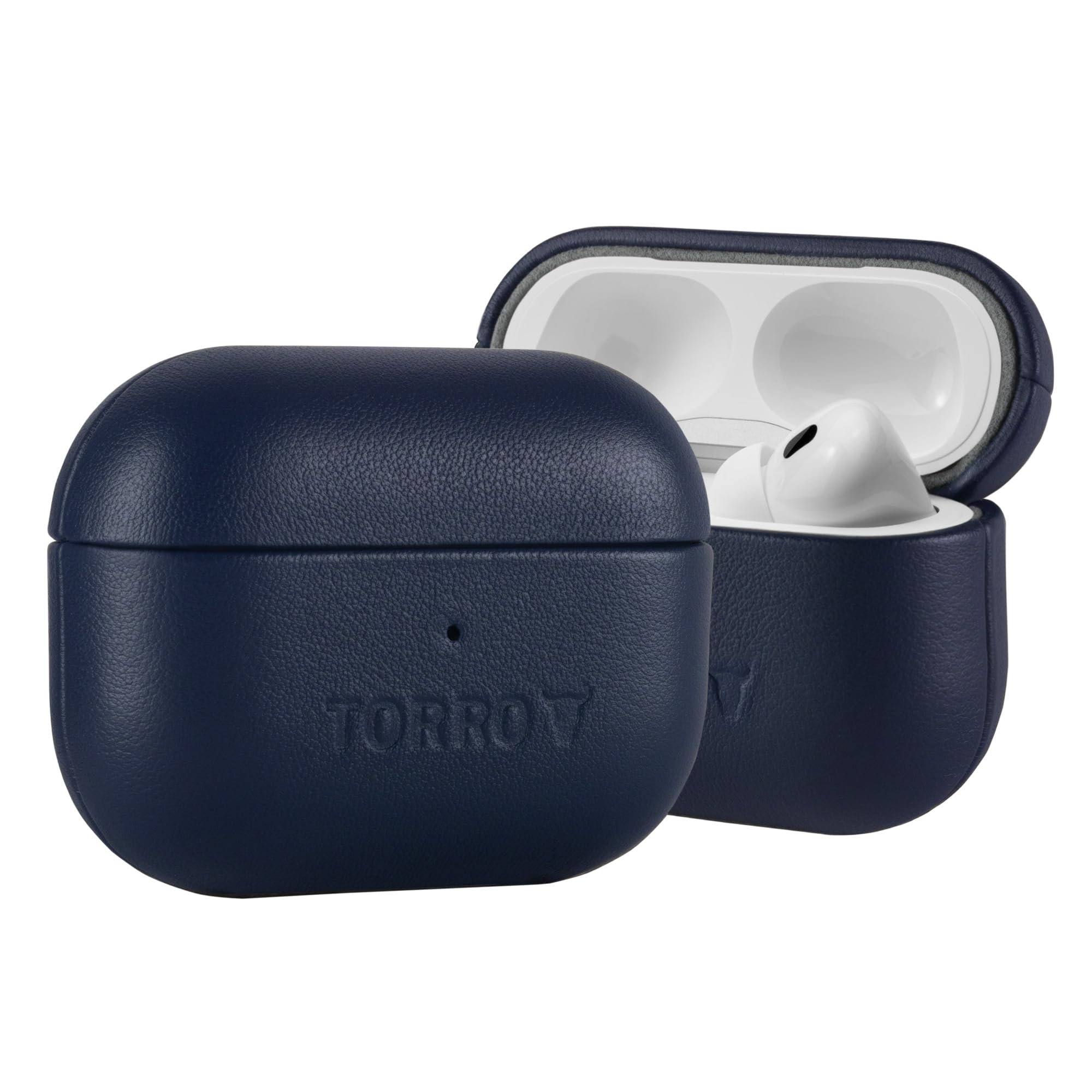 TORRO Genuine Leather Case for AirPods Pro 1st & 2nd Gen - Premium Protective Cover with Soft Inner Lining (Blue) - Perfect for Travel, Workouts & Everyday Use