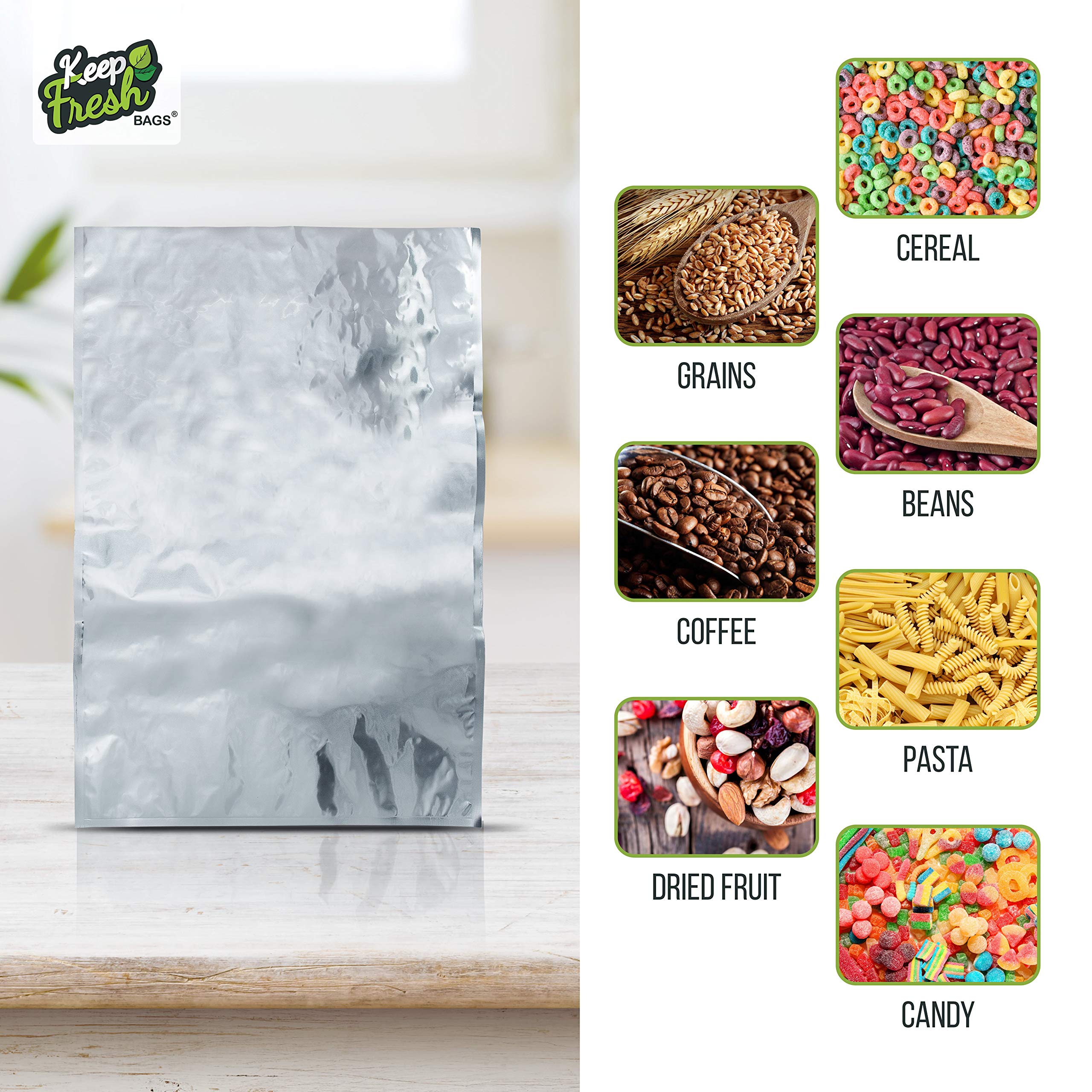 Premium Mylar Food Storage Bags 20x30 Inches (5 Gallon) - 4.5mil Thick Mylar Foil Bags for Long-Term Dry Food Storage - Airtight & Moisture Proof - Ideal for Rice, Flour, Coffee, Grains & Emergency Food Prep (50 Pack)