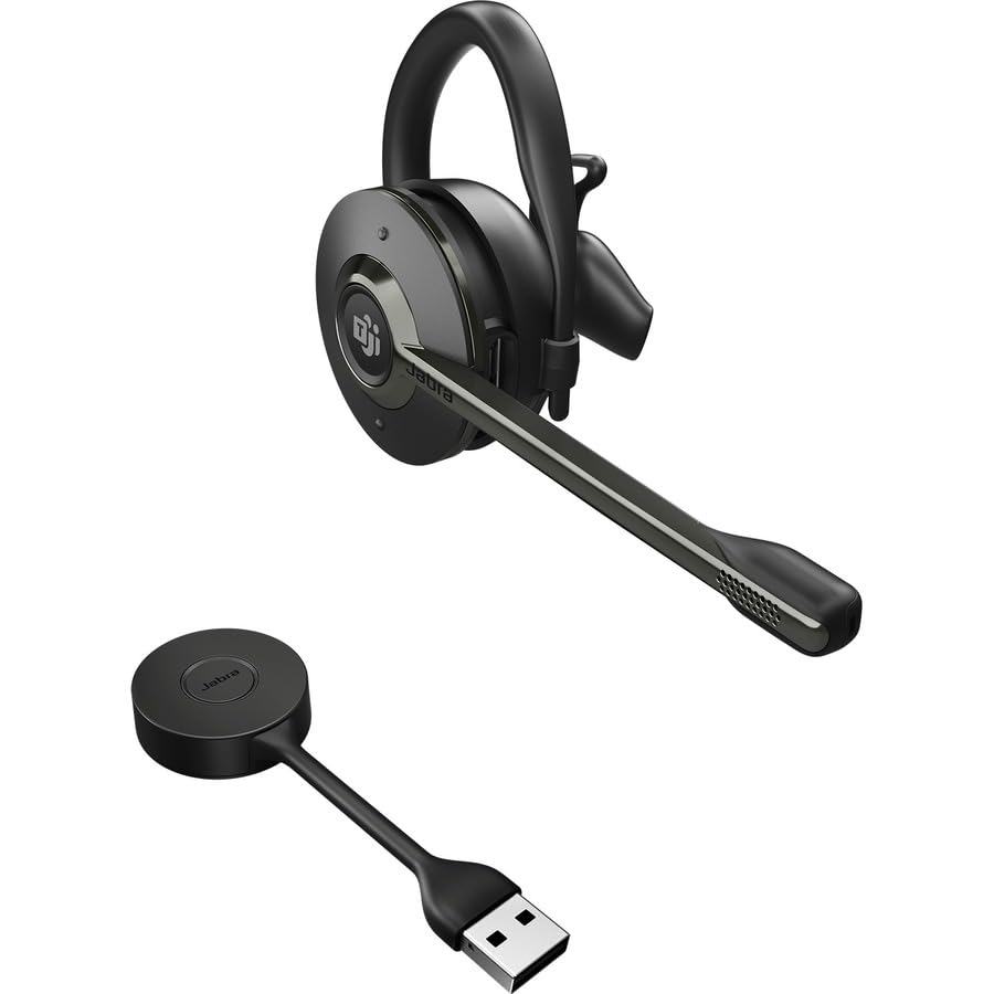 Jabra Engage 55 Wireless Headset with Noise-Cancelling Mic - Convertible Ear Hook/Headband/Neckband Design - MS Teams Certified & Multi-Platform Compatible - Includes Link 400 USB-A DECT Adapter - Perfect for Remote Work, Call Centers & Office Communications (Black)