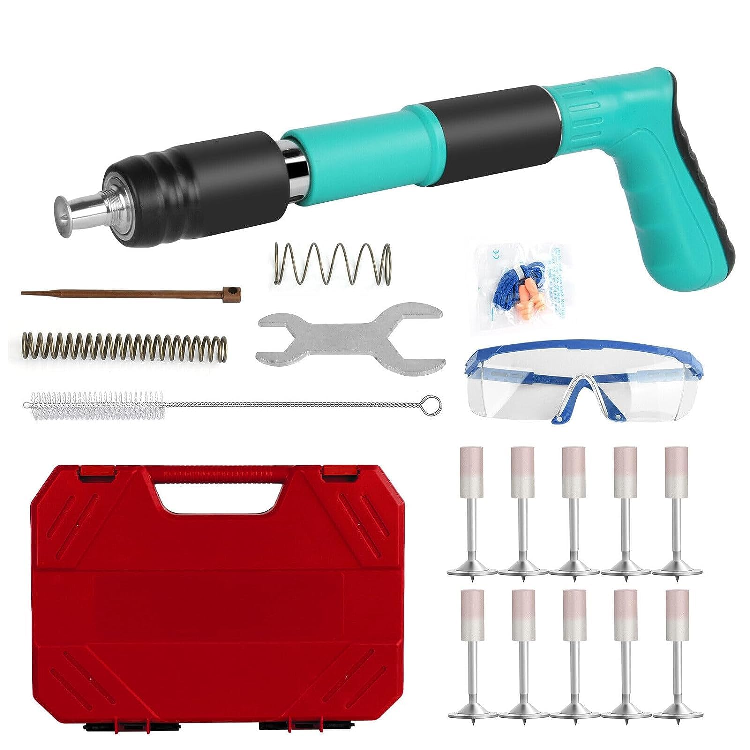 Ignito Manual Steel Nail Gun for Cement Walls - Portable Concrete Nailer with 10 Nails Included - Lightweight & Efficient Construction Tool for Woodworking, Drywall Installation, and Home DIY Projects