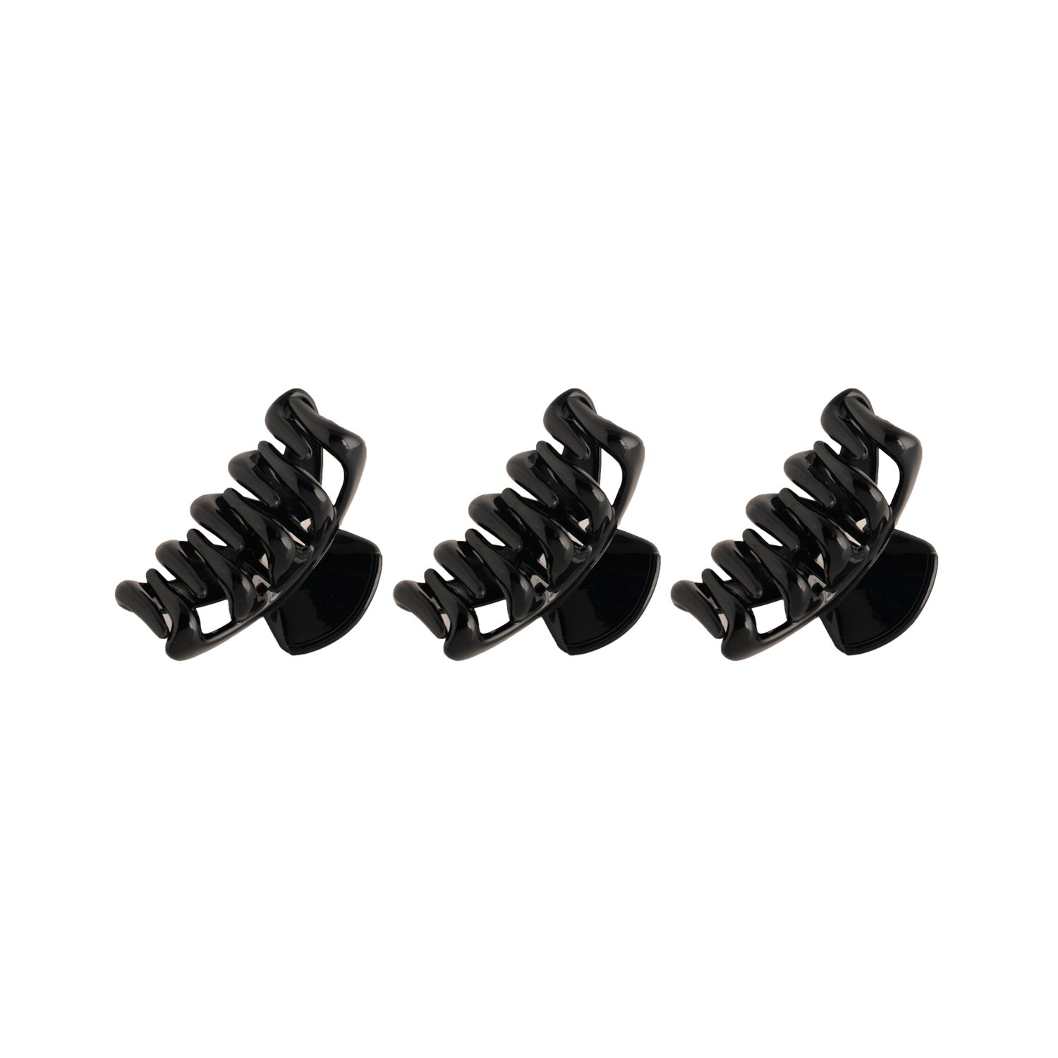 Stylish Geometric Acrylic Hair Clips for Women - Shiny Black Small Hair Claw Clips, Pack of 3 | Perfect for Casual Wear, Office, and Everyday Hairstyles