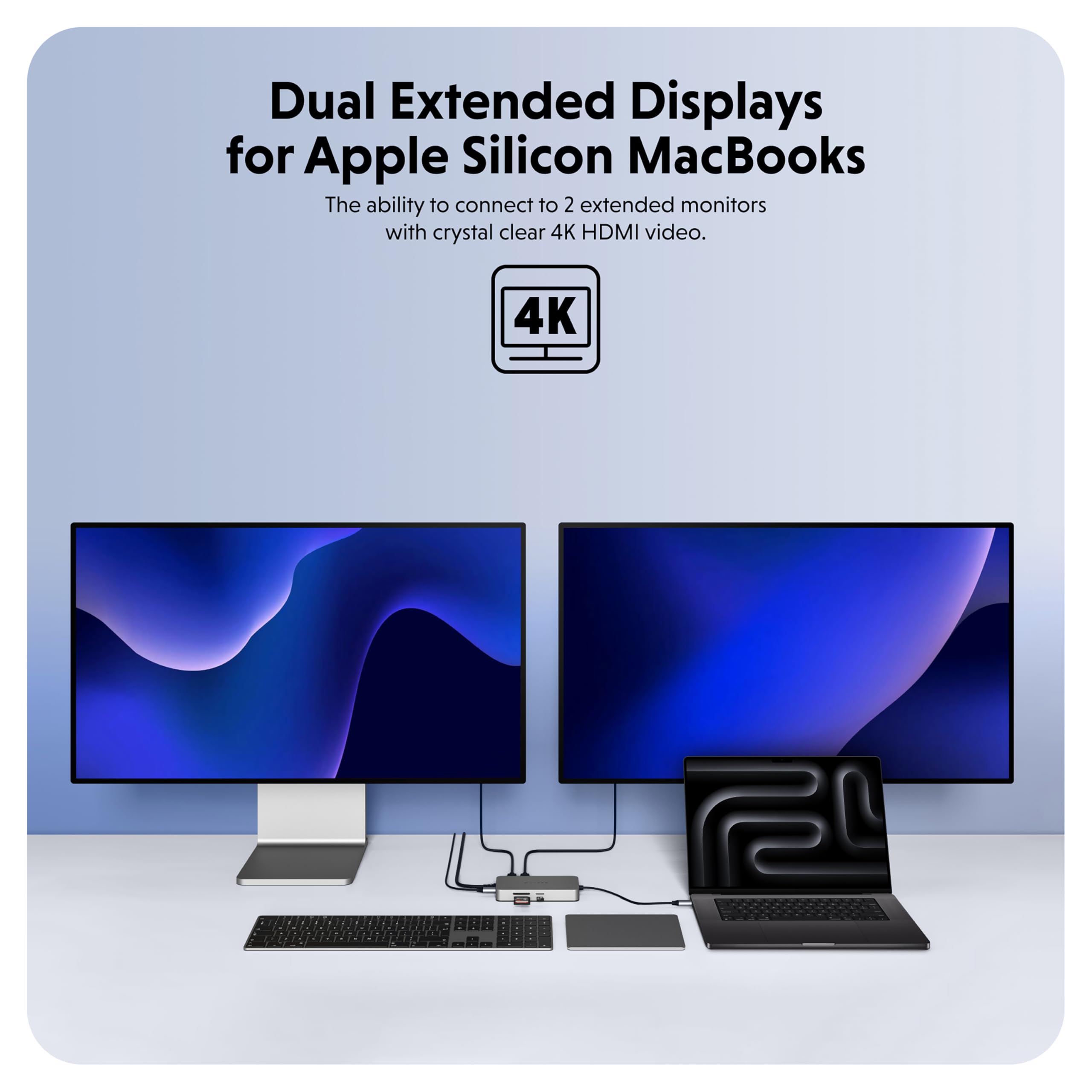 HyperDrive 4K Dual HDMI 10-in-1 USB C Hub - Dual 4K HDMI, Gigabit Ethernet, USB-A/C, 100W PD, SD/MicroSD, 3.5mm Audio - Compatible with MacBook Pro/Air (M1), Windows PC, Chromebook - Perfect for Home Office, Gaming & Video Conferencing