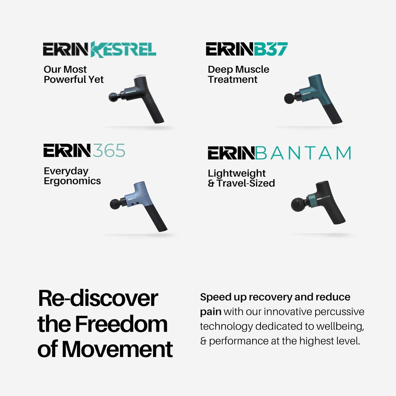 Ekrin Athletics B37v2 Massage Gun - Professional Deep Tissue Massager with 5 Speeds & 4 Attachments - High-Powered Brushless Motor for Muscle Pain Relief - Ultra Quiet & Ergonomic Handheld Massager for Athletes, Gym Recovery & Home Relaxation