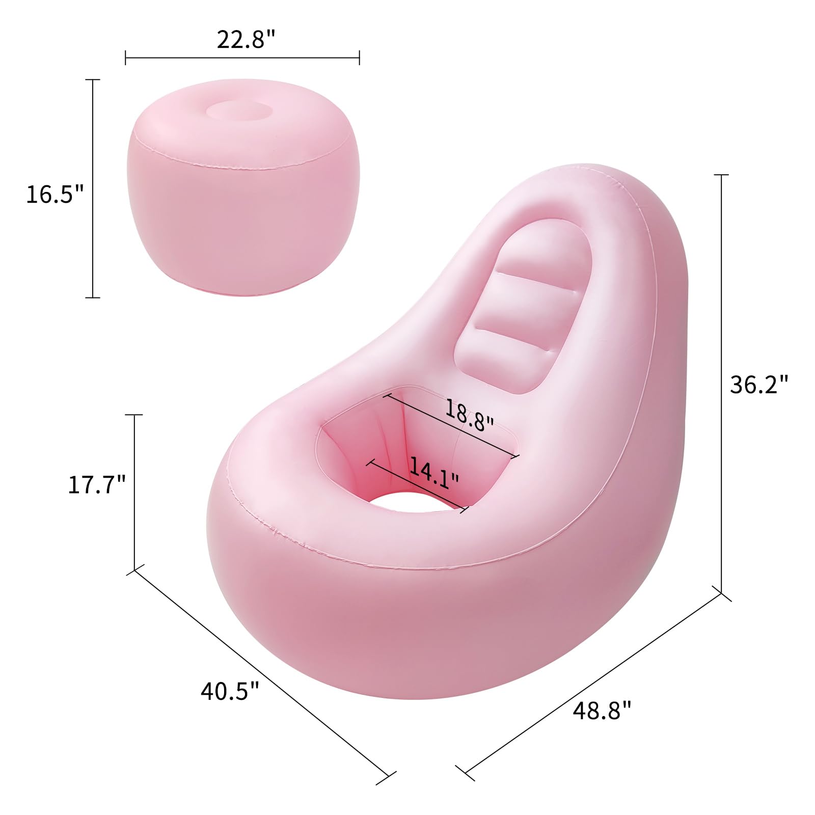 Inflatable Chair Sofa with Hole for Post-Surgery Recovery - BBL Support Cushion with Electric Air Pump & Ottoman - Comfortable Seating for Brazilian Butt Lift, Pregnancy, Relaxing & Sleeping (Pink) - Perfect for Home, Office & Medical Recovery Use