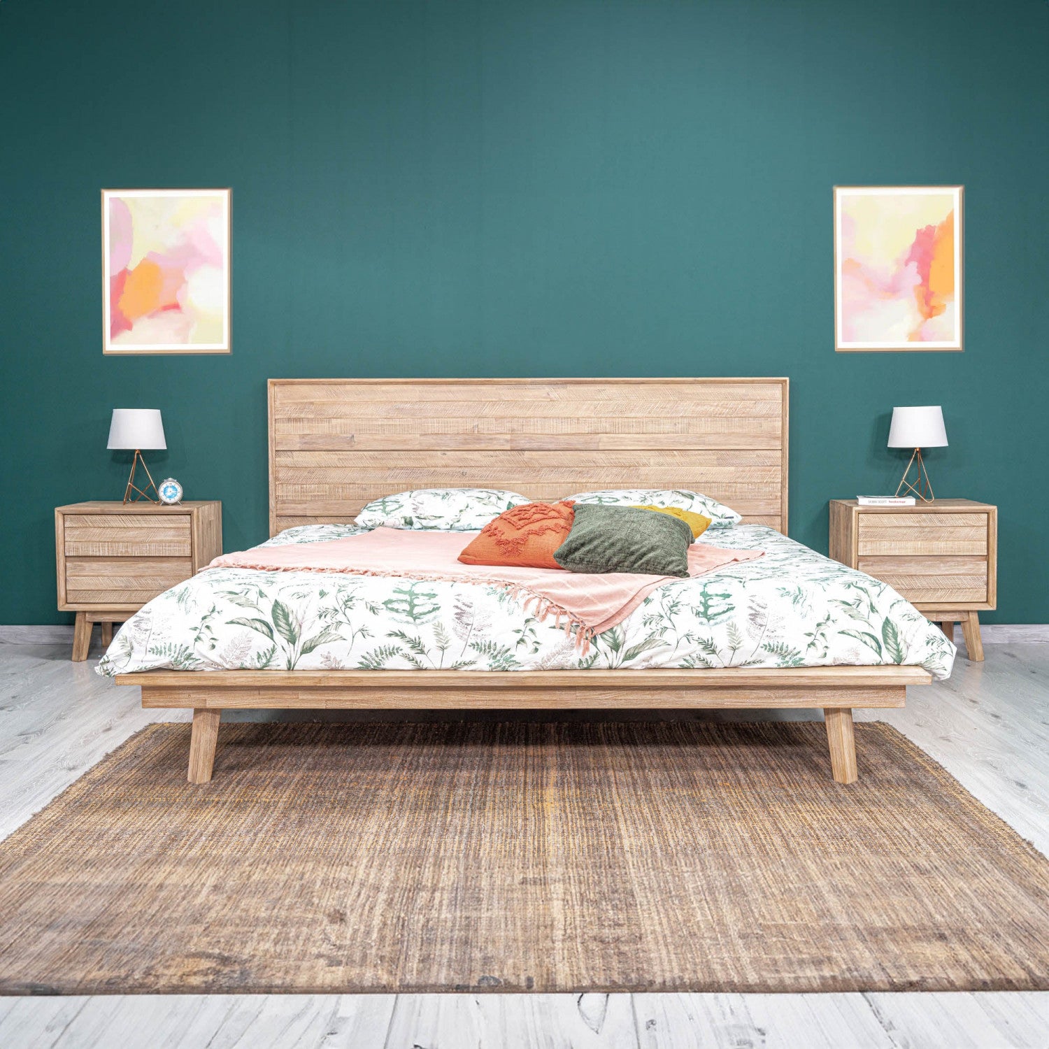 Abenra 2-Drawer Nightstand with Light Driftwood Finish - Modern Bedside Table for Bedroom, Living Room & Guest Room