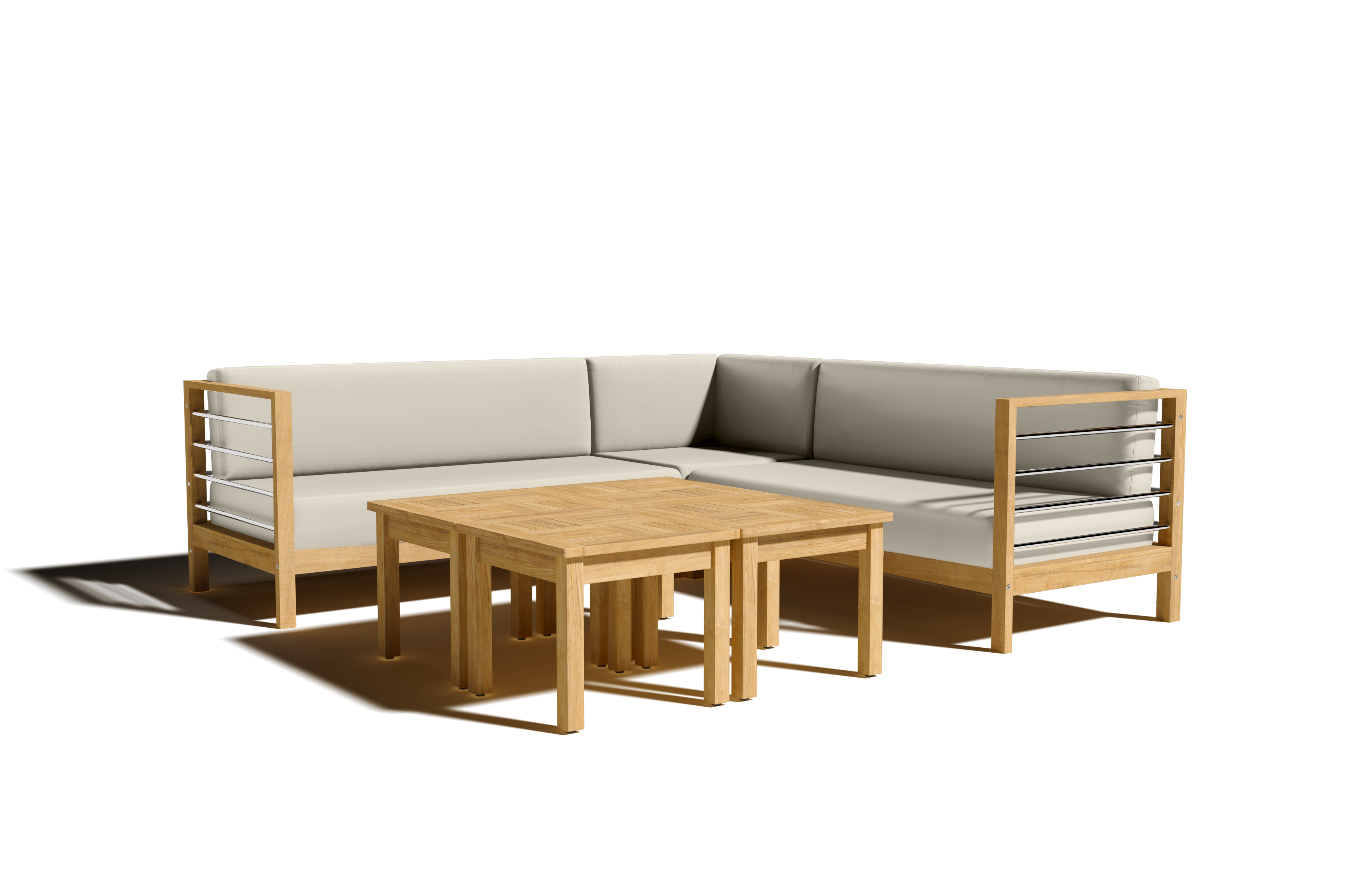 7-Piece Teak Outdoor Sectional Sofa Set with Sunbrella Cushions - Deep Seating Patio Furniture for Backyard, Poolside & Garden Relaxation
