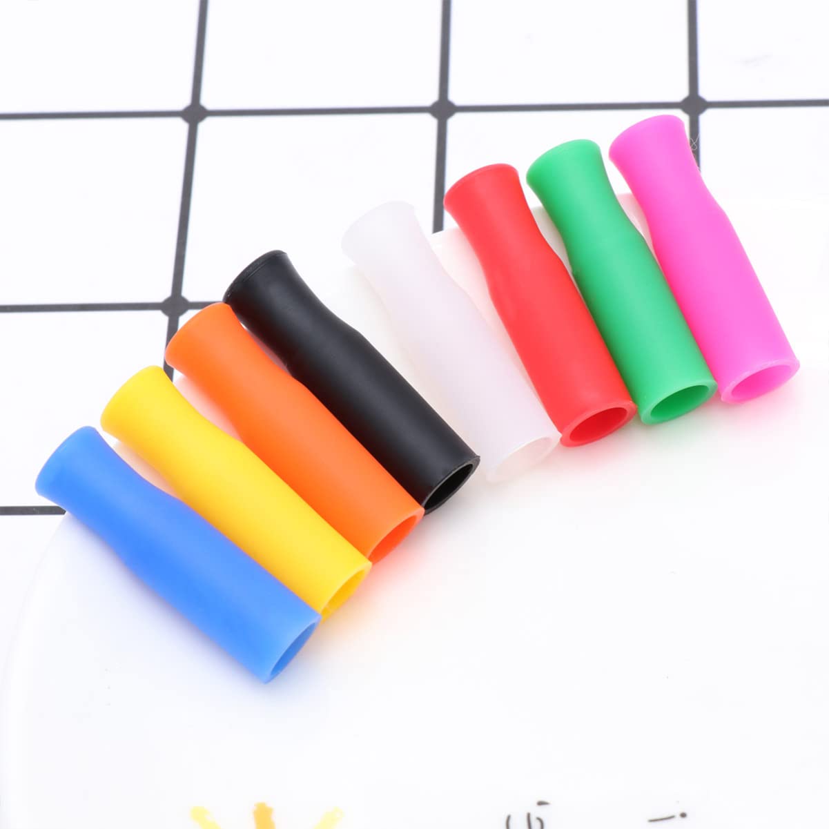 50pcs Stainless Steel Straw Covers with Silicone Tips - Reusable Drinking Straw Protectors for Smoothies, Iced Coffee & Travel Use