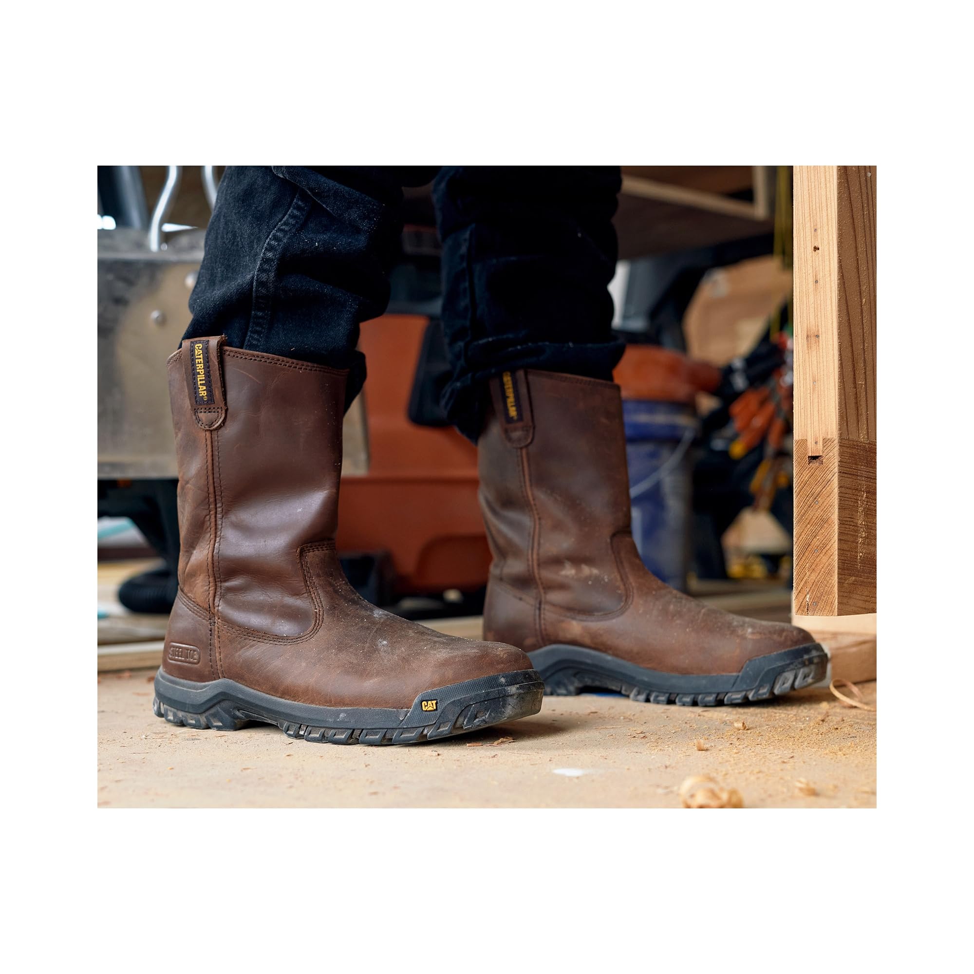 Cat Footwear Men's Drawbar Steel Toe Work Boot - Durable Safety Shoes for Construction, Warehouse & Outdoor Work