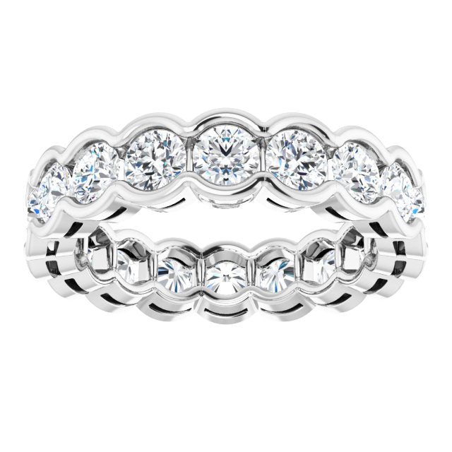 3.0 Carat Round Diamond Half Bezel Set Eternity Wedding Band - Perfect for Anniversaries, Engagements & Special Occasions