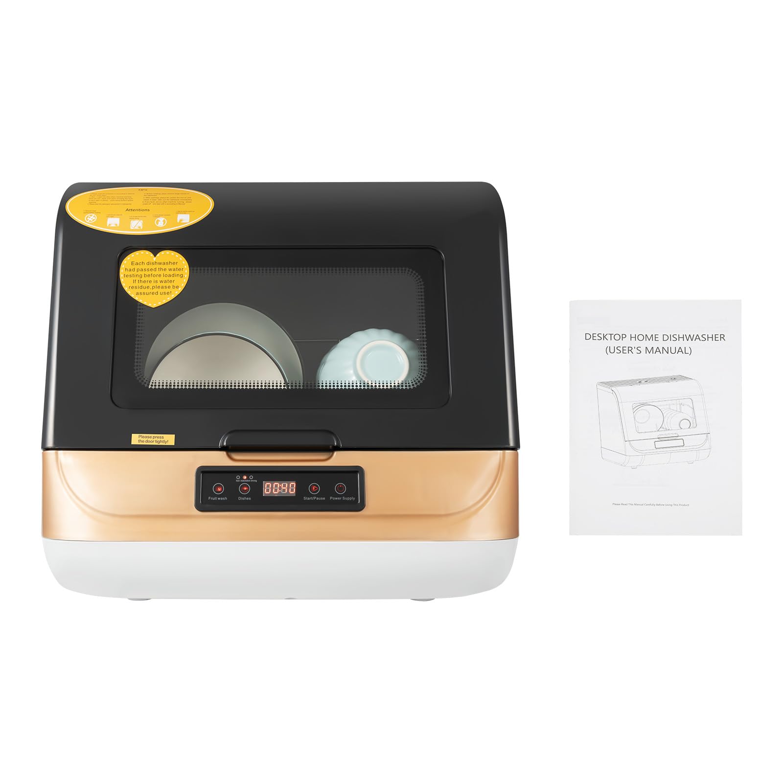 Portable Countertop Dishwasher 800W 110V - Compact Mini Dishwasher with 3 Wash Programs for Dishes, Utensils, Cups & Chopsticks - Perfect for Small Apartments, RVs, Dorms & Office Break Rooms