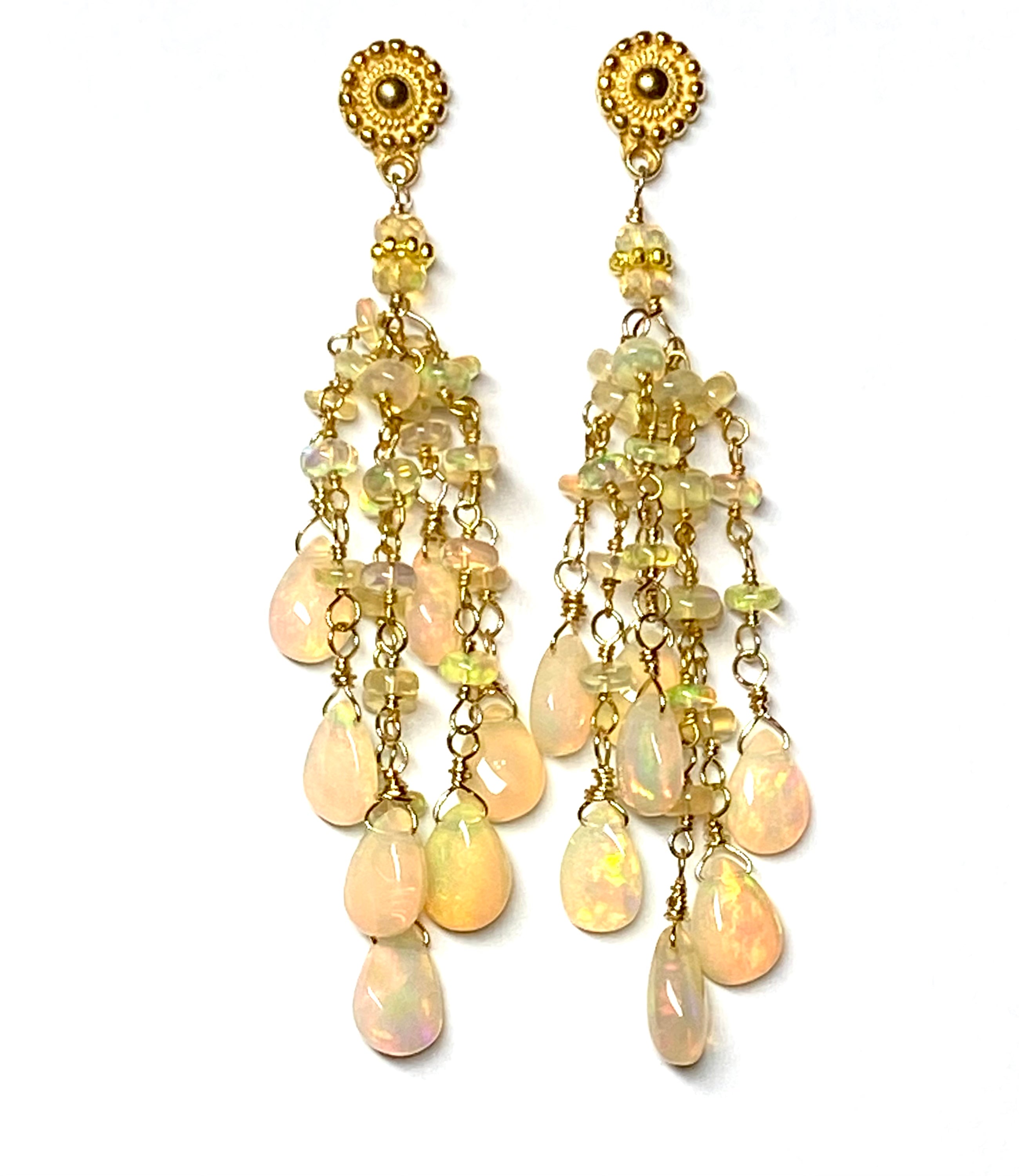 Ethiopian Opal Tassel Earrings for Women - Handmade Boho Dangle Earrings with Natural Gemstones | Perfect for Parties, Weddings & Everyday Wear