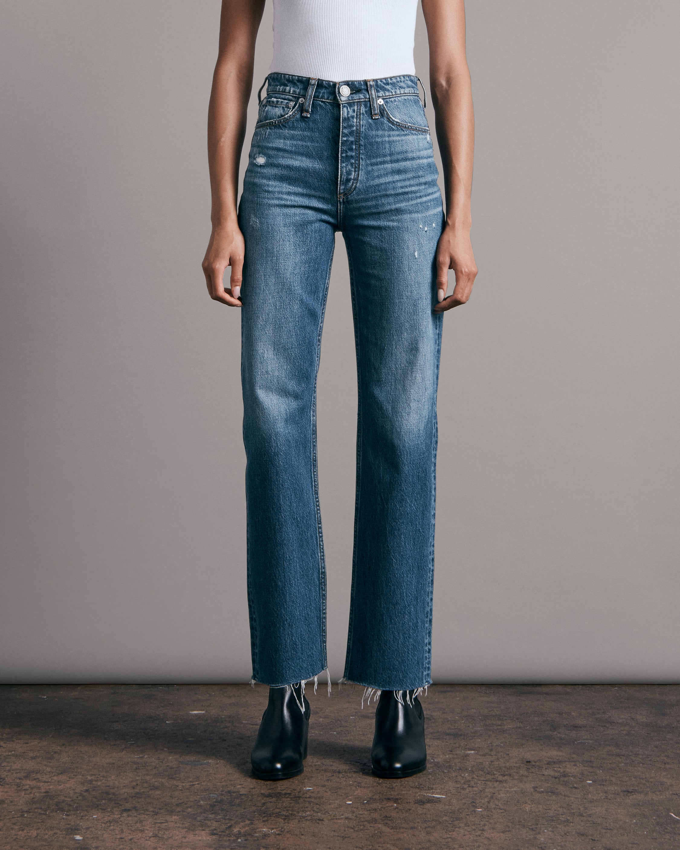 Alex High Rise Straight Jeans for Women - Slim Fit Stretch Denim Pants - Comfortable Everyday Wear for Work & Casual Outfits