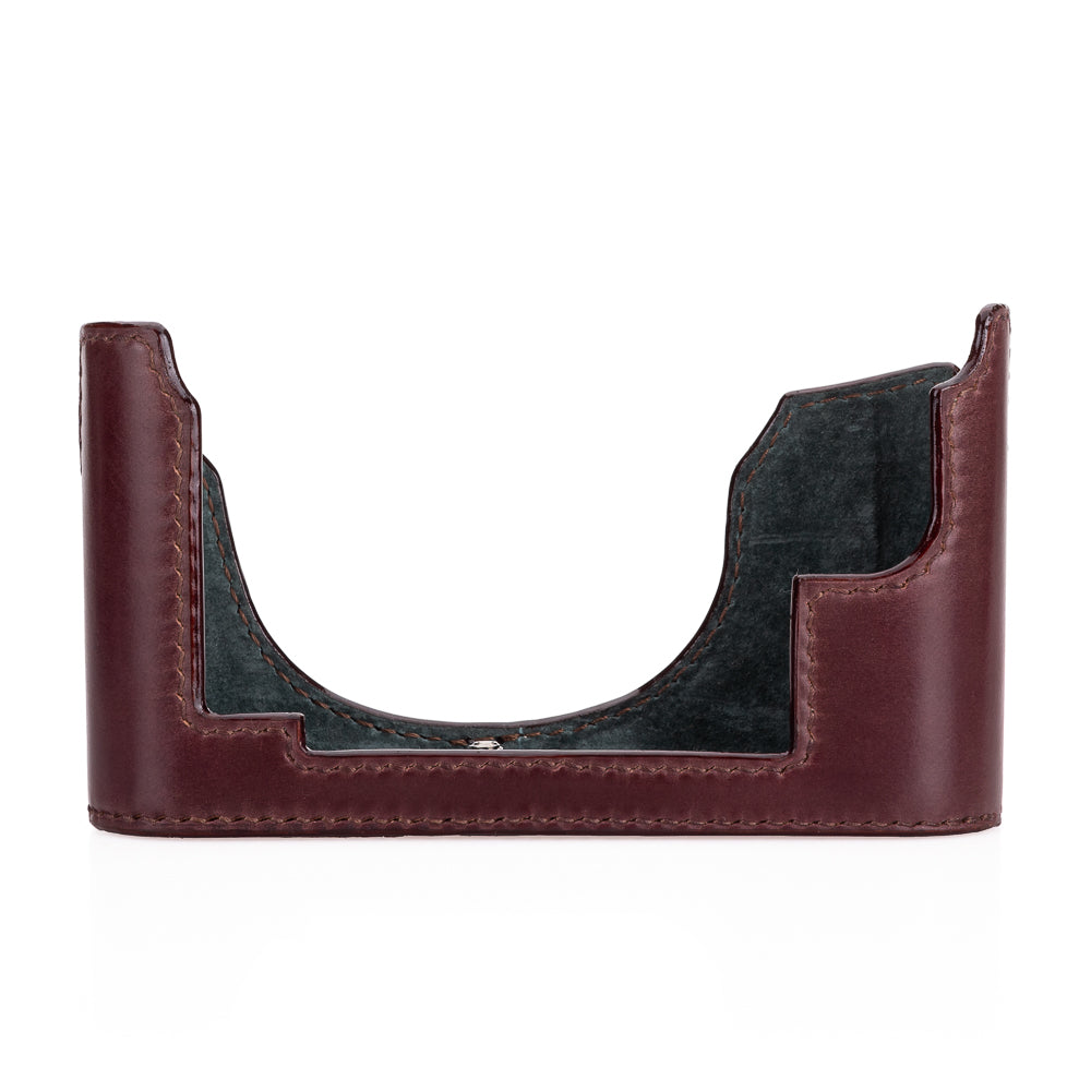 Arte di Mano Premium Leather Half Case for Leica M11 Camera - Italian Shell Cordovan Burgundy with Easy Battery Access | Luxury Camera Protection for Travel & Photography Enthusiasts