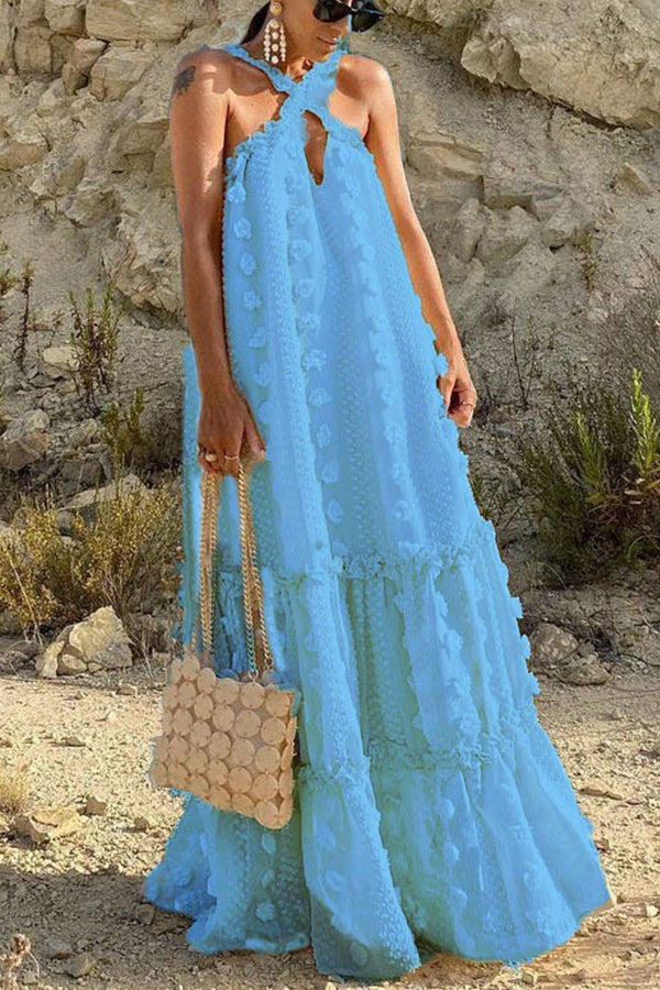 Sweet By The Sea Floral Halter Maxi Dress - Boho Beach Wedding, Summer Vacation & Tropical Party Outfit