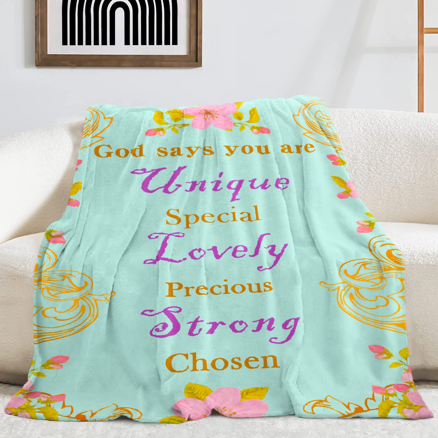 50x60 Inch Christian Prayer Throw Blanket - Inspirational Religious Gifts for Women, Catholic Spiritual Birthday Present | Cozy Bible Study Blanket, Church Worship Companion, Prayer Shawl for Devotional Time