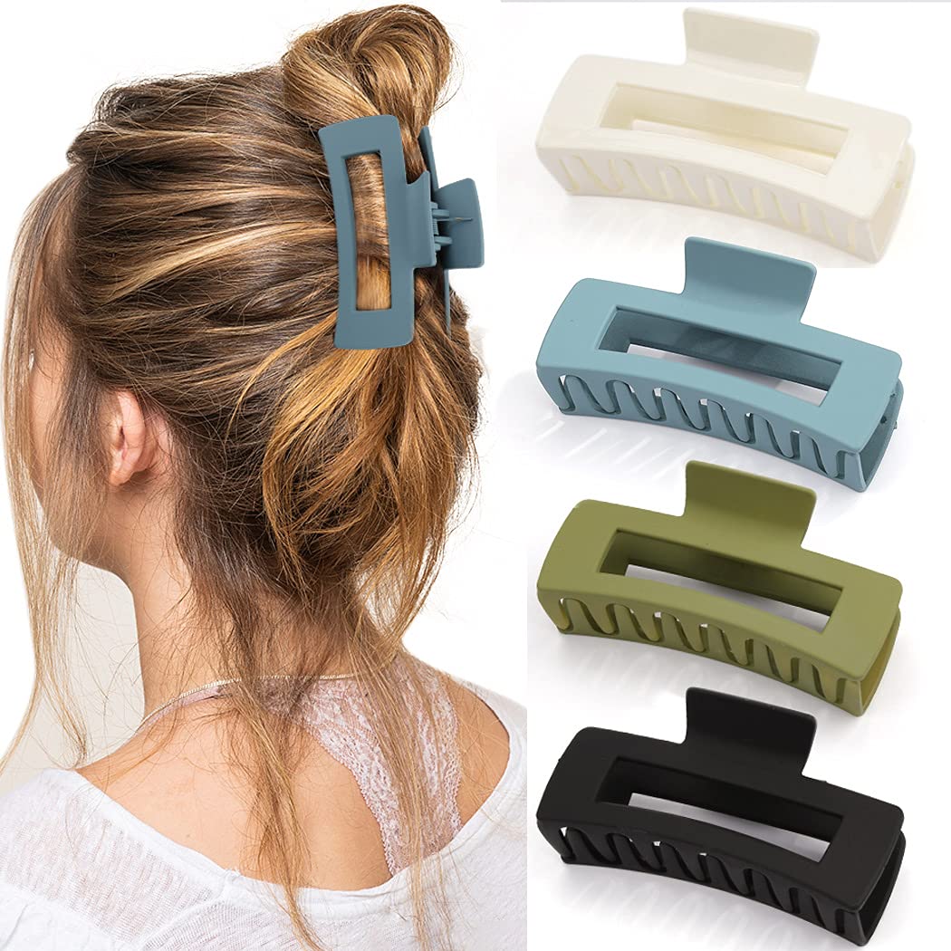 Canitor 4 PCS Hair Claw Clips - Strong Hold Matte French Design Banana Jaw Non-Slip Hair Clips for Women with Thick Hair | Perfect for Updos, Ponytails & Everyday Hairstyles