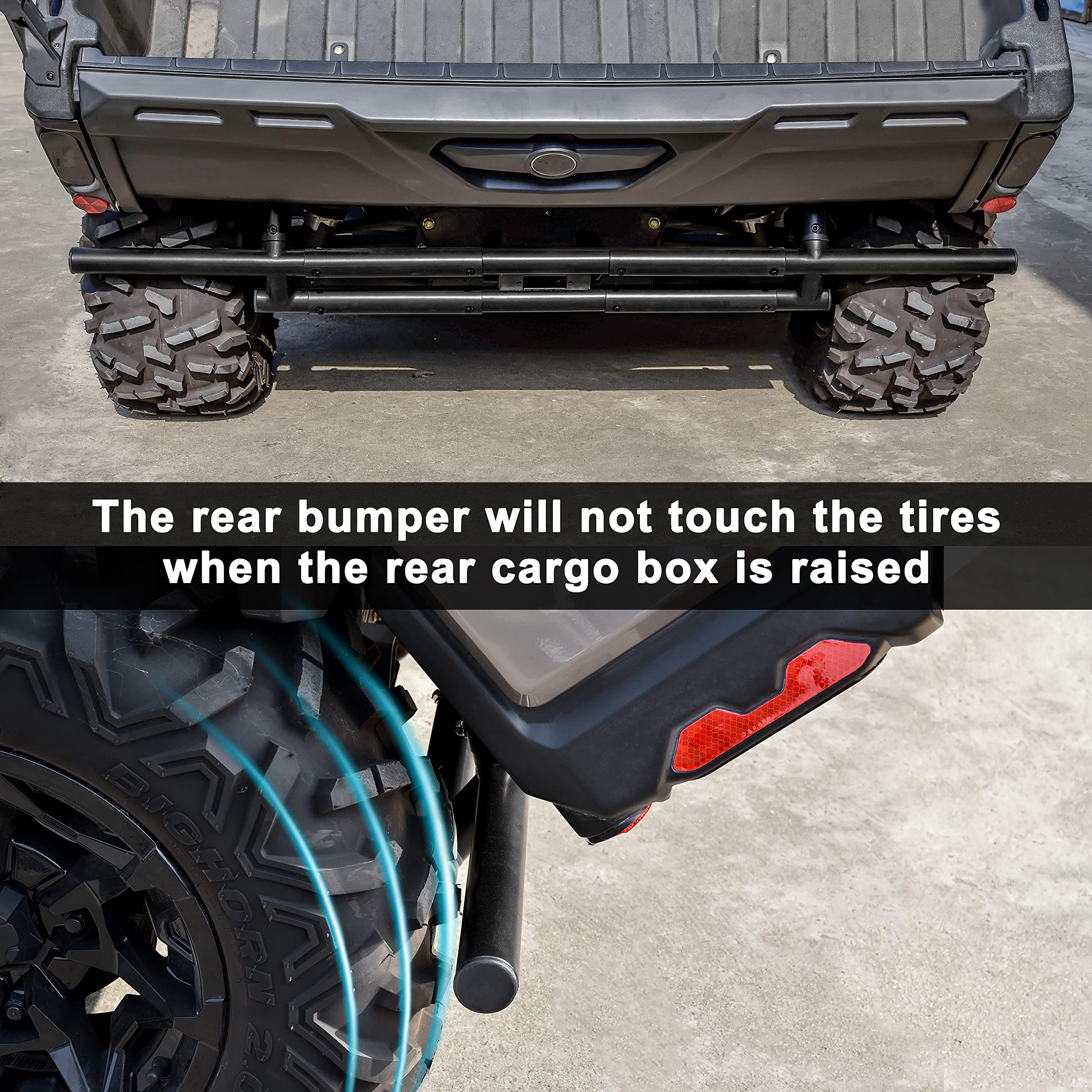 SAUTVS Heavy Duty Rear Bumper with LED Accent Light for Can-Am Defender HD5 HD8 HD10 Max (2016-2025) | Durable Brush Guard & Off-Road Protection | Perfect for Hunting, Farming & Outdoor Adventures