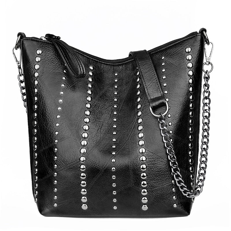 Vintage Women's Rivet Chain Shoulder Bag - Stylish Retro Crossbody Purse for Casual Outings & Evening Events