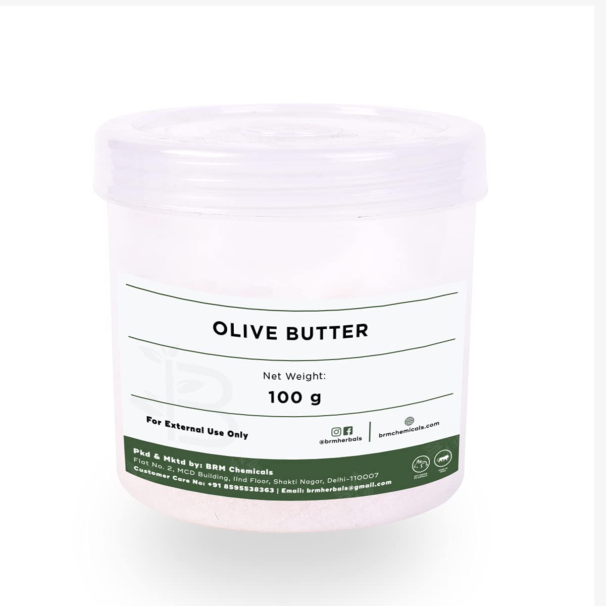 BRM Herbals Refined Olive Butter - 100% Pure & Natural for DIY Skin, Hair & Body Care - Perfect for Soap Making, Lotions, Creams & Cosmetics - Great for Dry Skin, Anti-Aging & Moisturizing Treatments