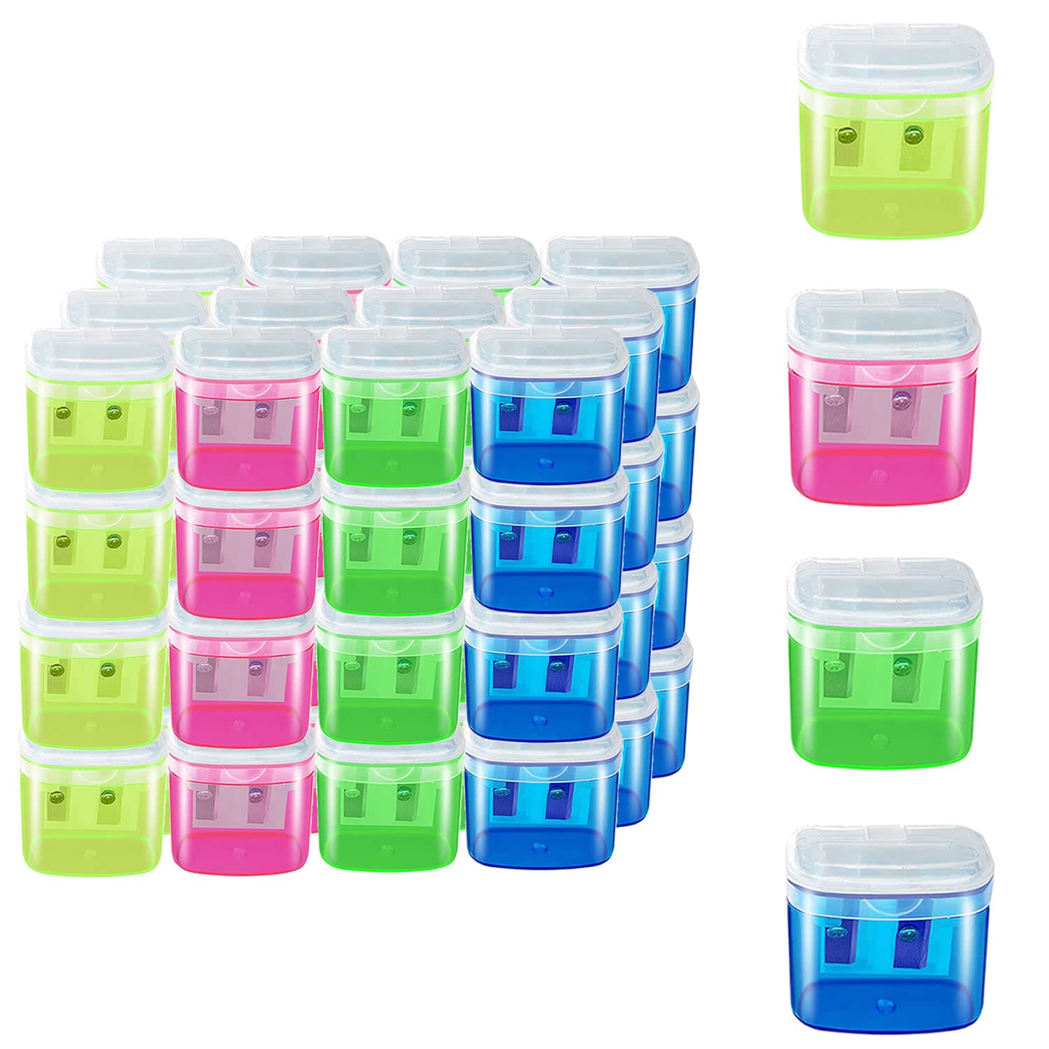 48 Pcs Manual Pencil Sharpeners with Lid - Premium School, Office & Home Supplies for Students, Artists & Professionals - Perfect for Classrooms, Drawing & Writing Tasks