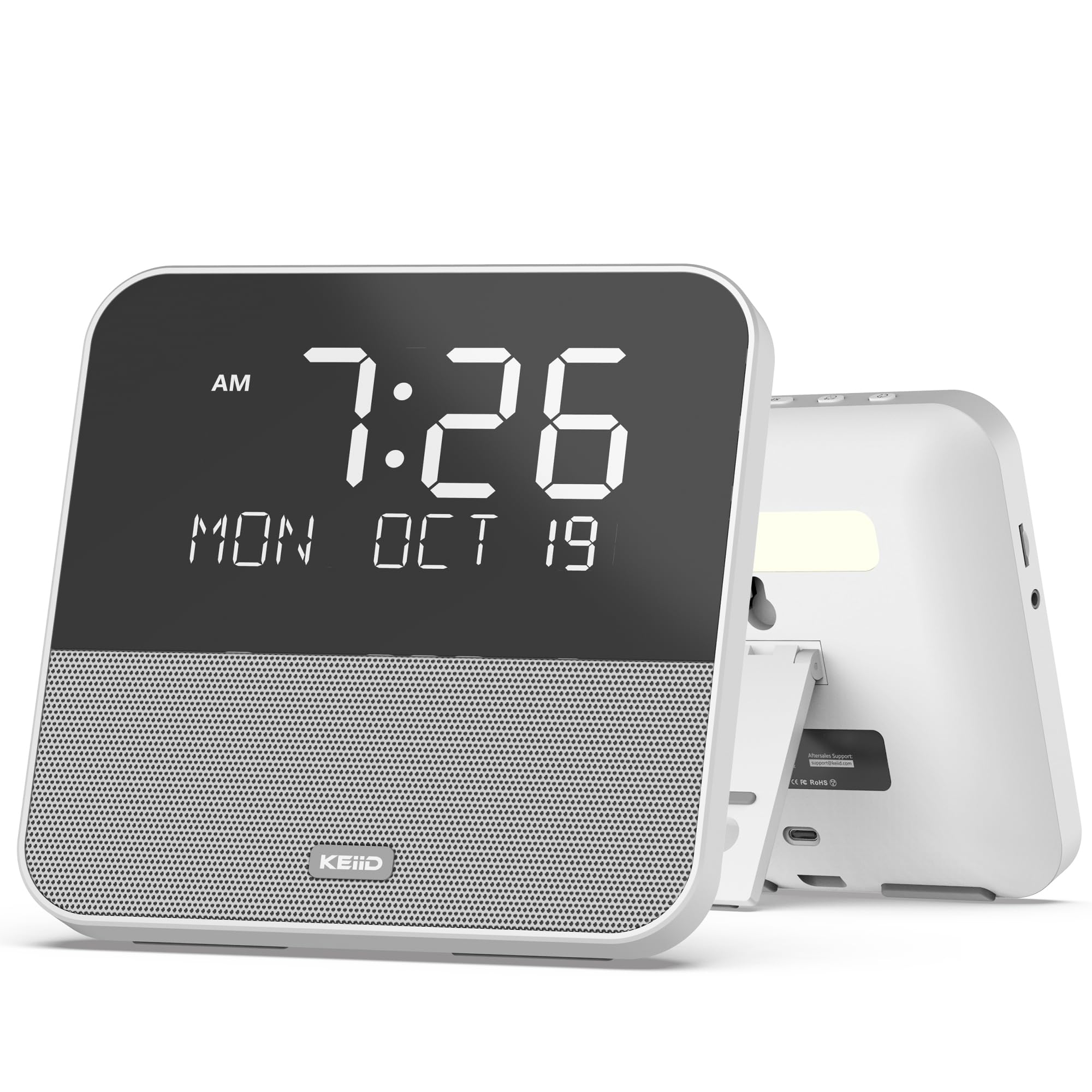 Wireless Alarm Clock Radio with Bluetooth Speaker, FM Radio & Night Light - HiFi Sound Quality, Dual Alarm, Remote Control, Wall Mountable for Bedroom, Office, Travel & Home Decor