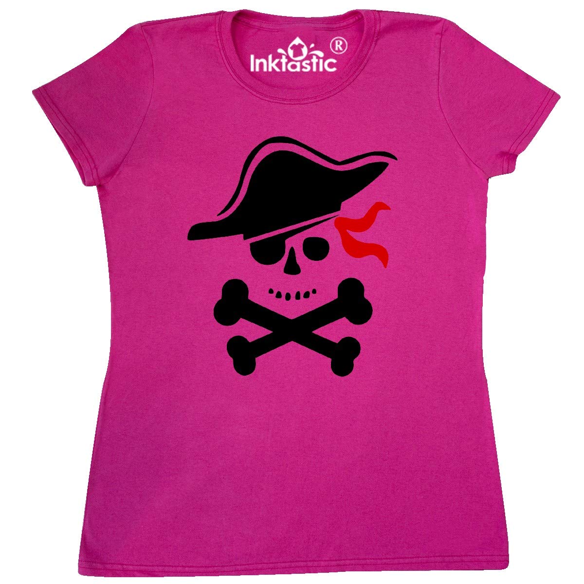 Inktastic Pirate Skull and Crossbones Women's T-Shirt - Cool Graphic Tee for Casual Wear, Halloween Costume & Pirate Themed Parties