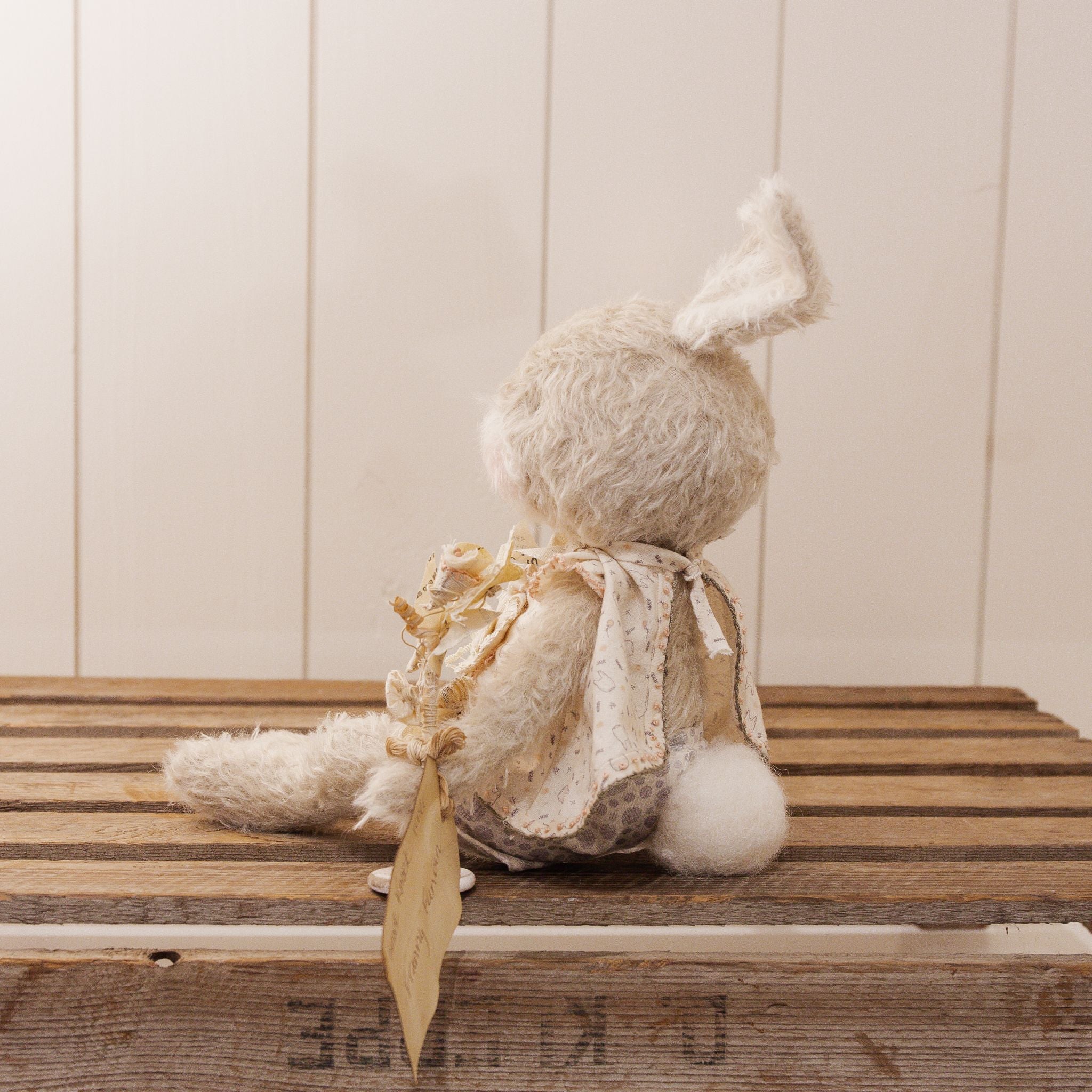 Handmade Sparse Mohair Cream Bunny Doll - RETIRED Hutch Studio Franny FunBun - Perfect for Nursery Decor, Easter Gifts & Collectible Display