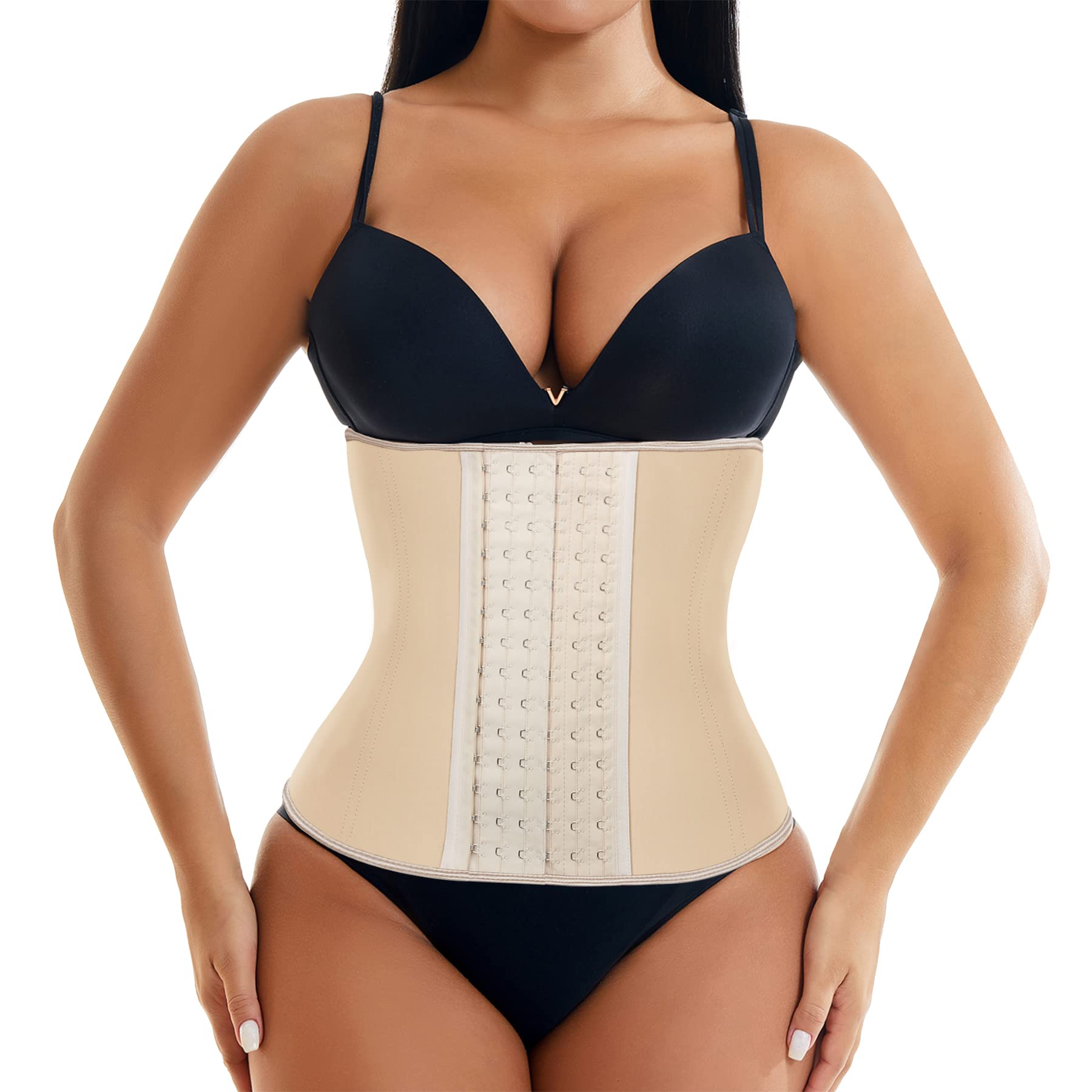 EESIM Latex Waist Trainer for Women - Sport Girdle Corset with Steel Bones & Extender - Body Shaper for Workouts, Weight Loss & Everyday Wear