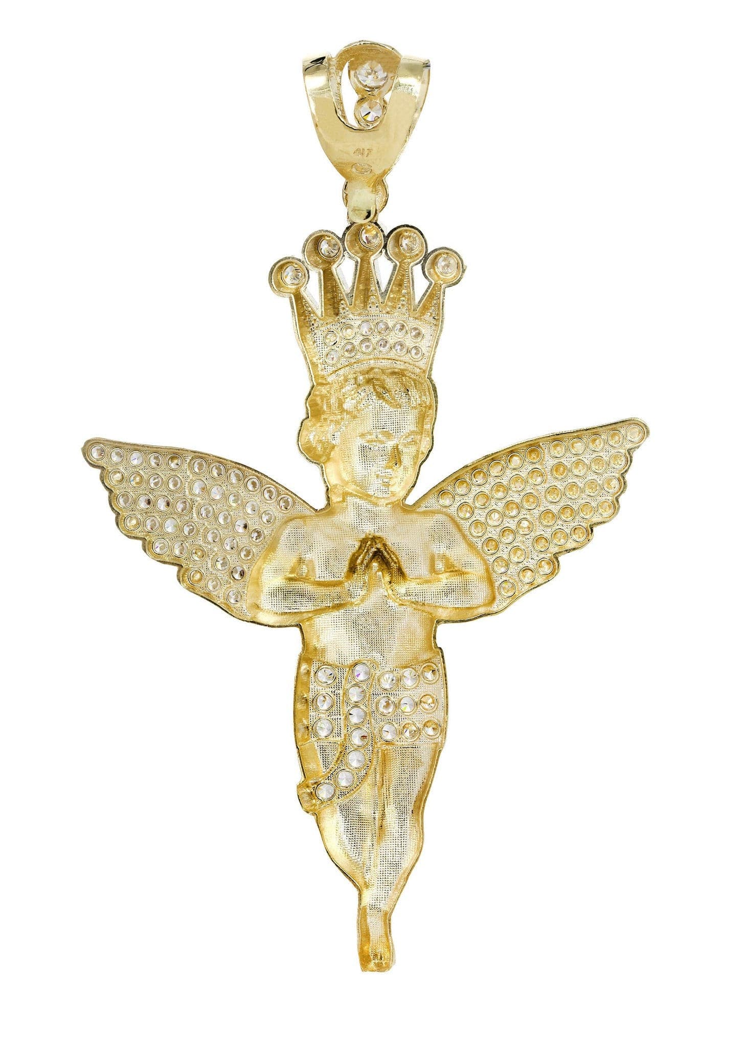 10K Gold Angel Pendant Necklace - 33.4 Grams Elegant Religious Jewelry for Women - Perfect for Gifts, Baptism, and Everyday Wear