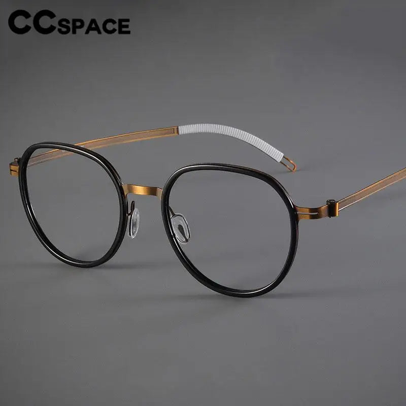 CCspace Unisex Full Rim Round Titanium Eyeglasses 57284 - Lightweight Durable Frame for Men & Women - Perfect for Reading, Work & Fashion Accessories