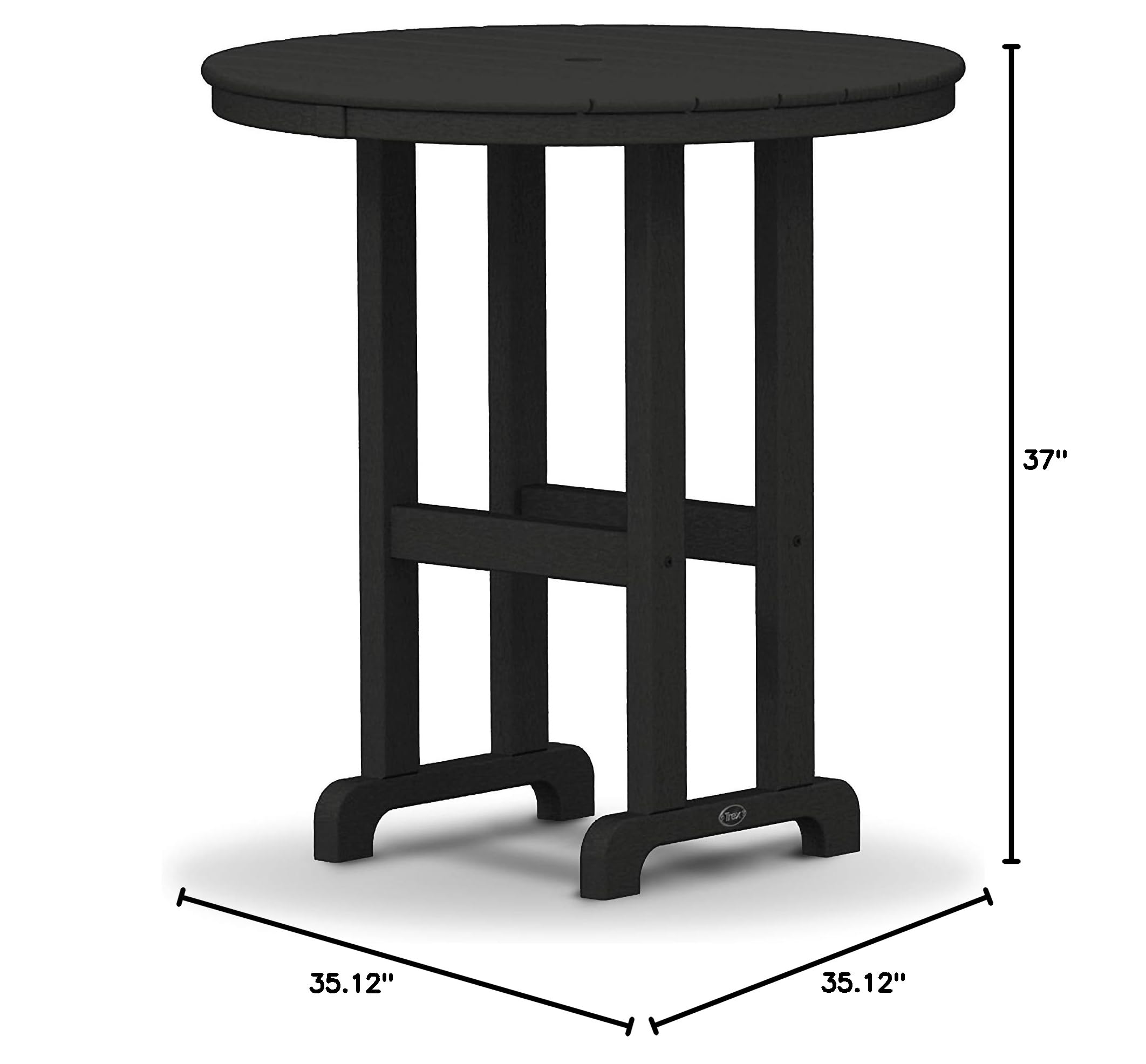 Monterey Bay Charcoal Black 36 Inch Round Outdoor Patio Counter Height Table - Perfect for Backyard BBQs, Poolside Dining & Alfresco Entertaining