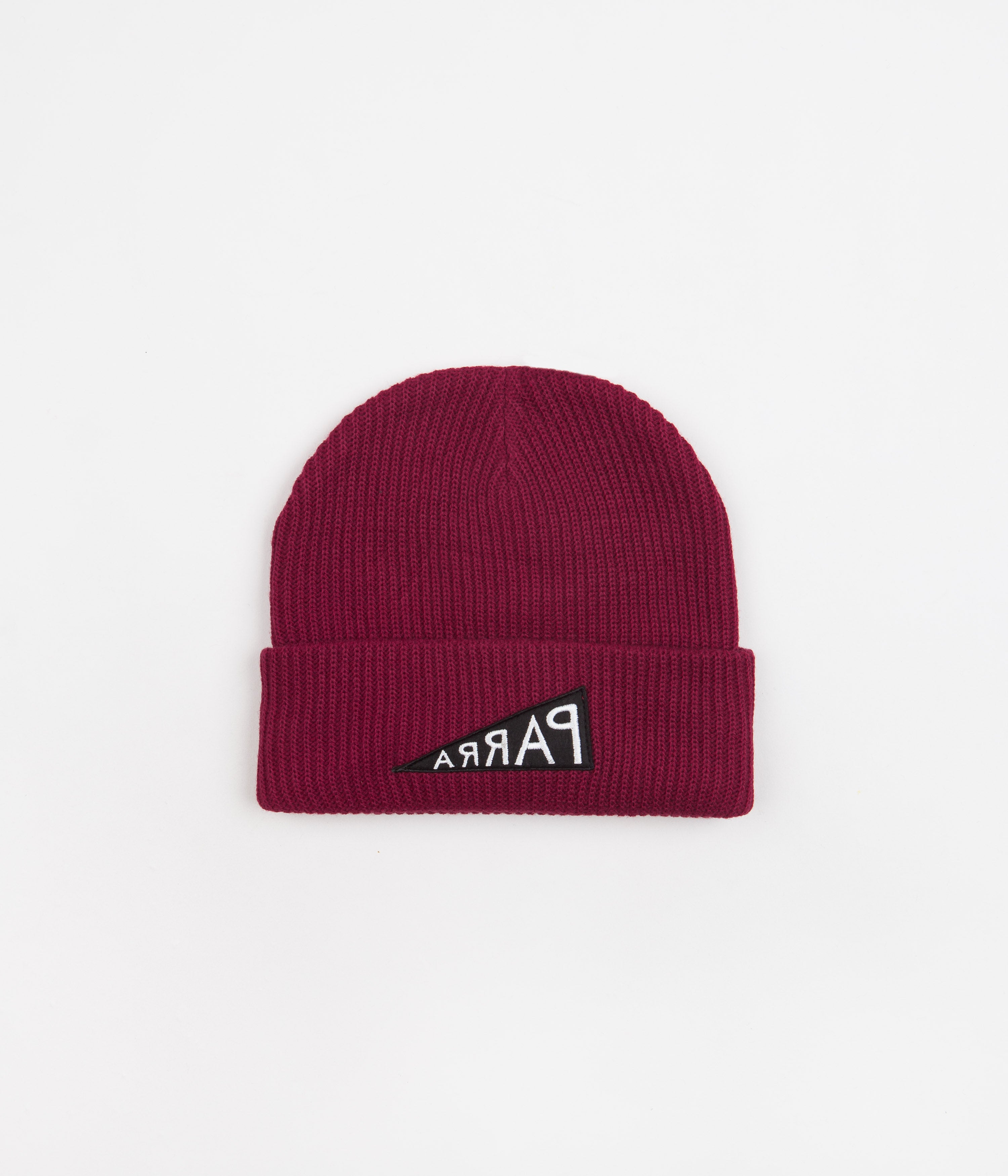 Parra Mirrored Flag Logo Beanie - Dark Red Winter Hat for Men & Women - Perfect for Skiing, Snowboarding & Cold Weather Fashion