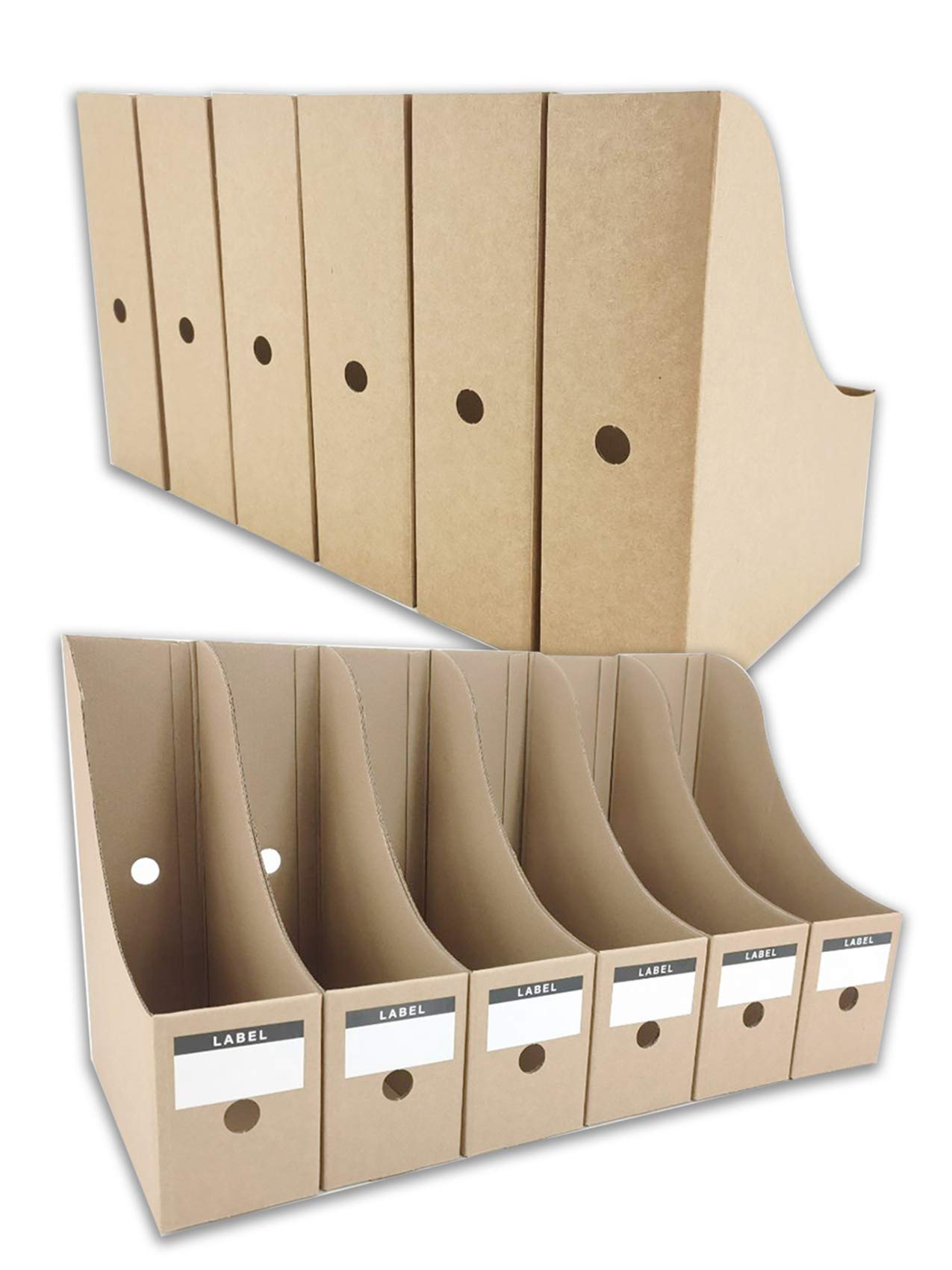 HUAPRINT 12-Pack Brown Magazine File Holders - Desk Organizer, Document Storage Box, Folder Holder for Office & Home Organization - Perfect for Magazines, Files, and Office Supplies Storage