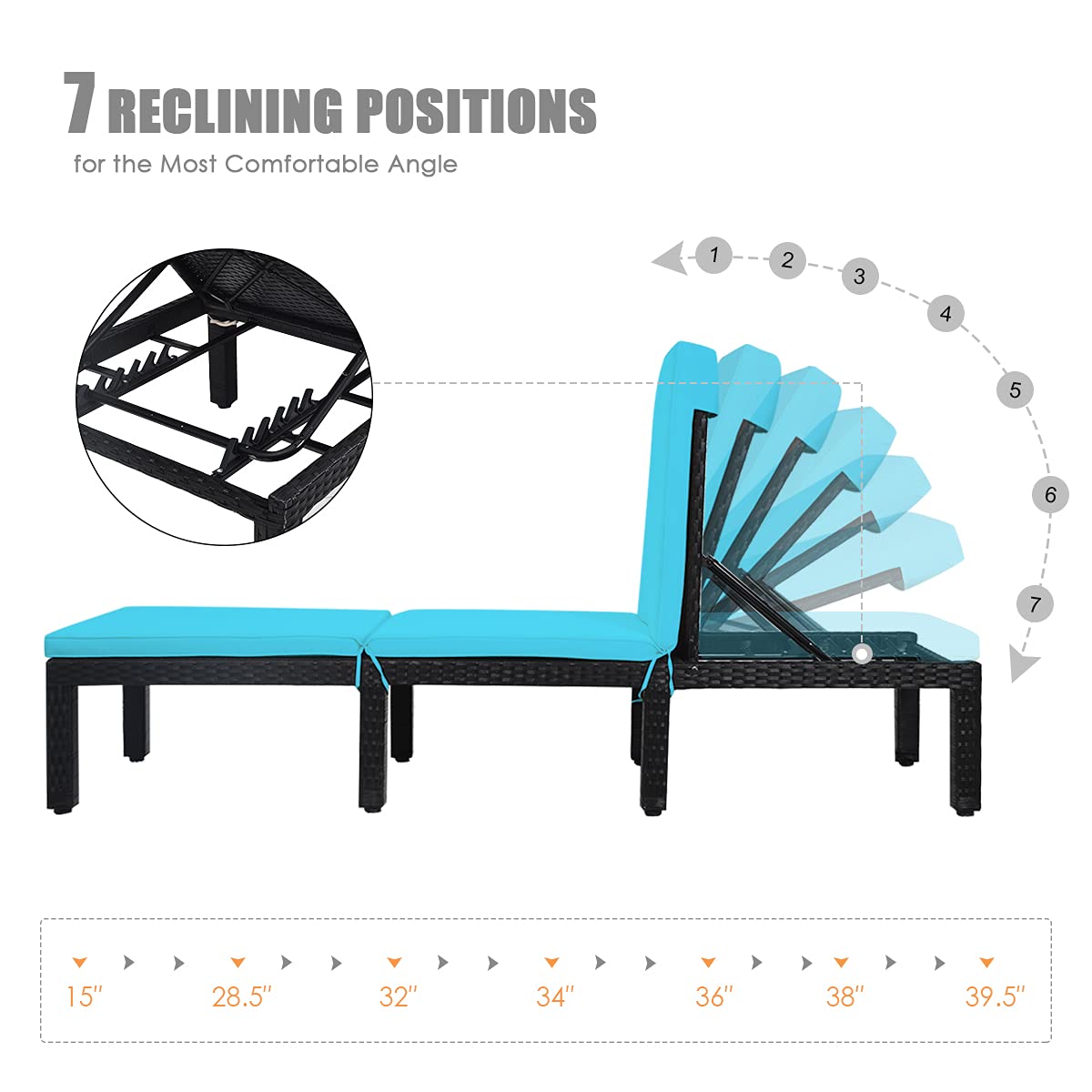 Premium Outdoor Rattan Lounge Chair - Adjustable Reclining Wicker Chaise with Cushion for Patio, Poolside & Garden Relaxation | Durable Weather-Resistant Patio Furniture for Backyard, Deck & Sunbathing