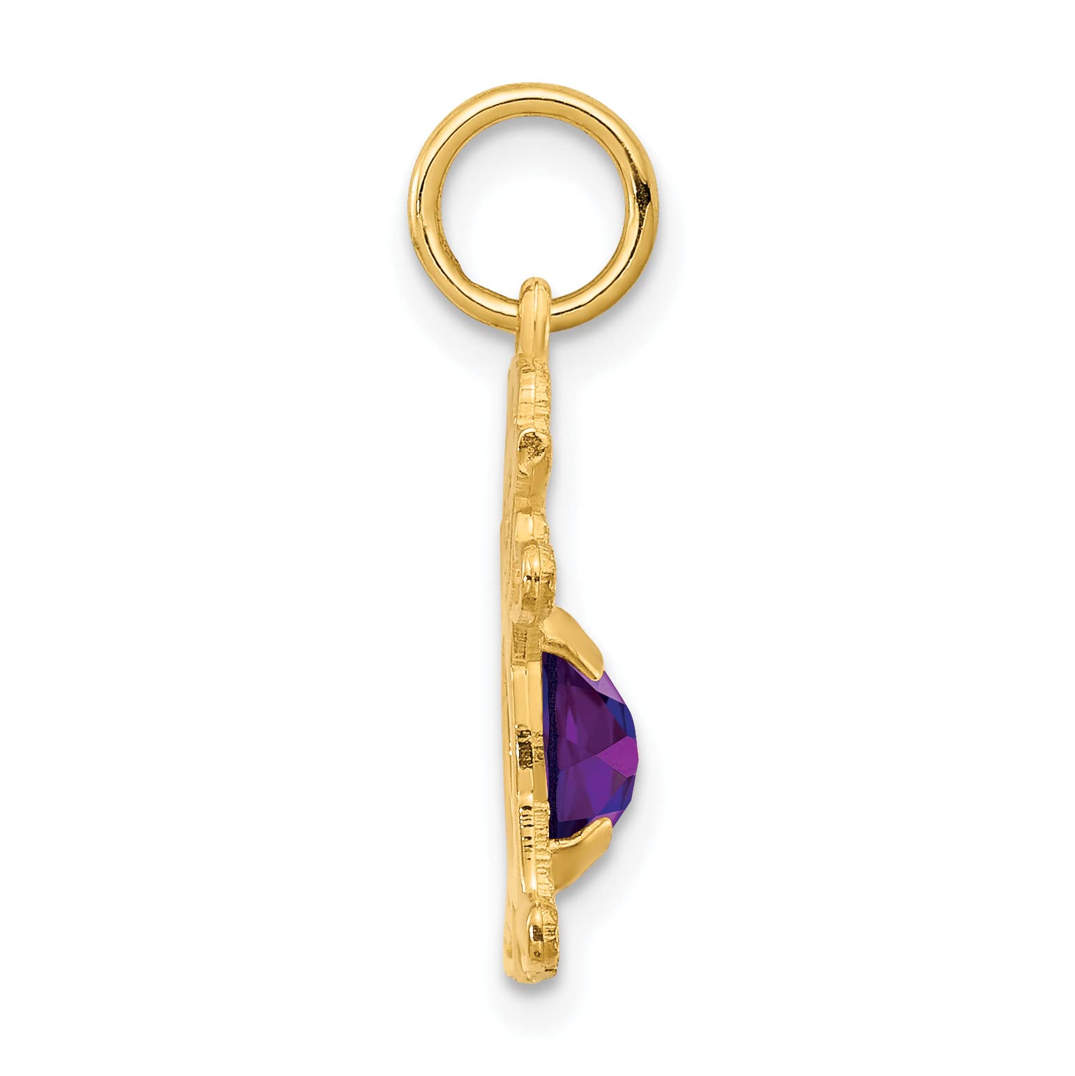14K Gold Oval Amethyst Charm for Girls | Genuine February Birthstone Jewelry | Perfect for Necklaces, Bracelets & Gifts