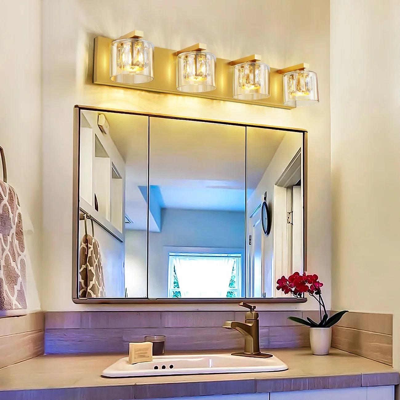 Kolt Modern 4-Light Bathroom Vanity Light Fixture - Brushed Nickel Finish for Bathroom Mirror Lighting, Perfect for Modern Home Decor and Vanity Makeup Area