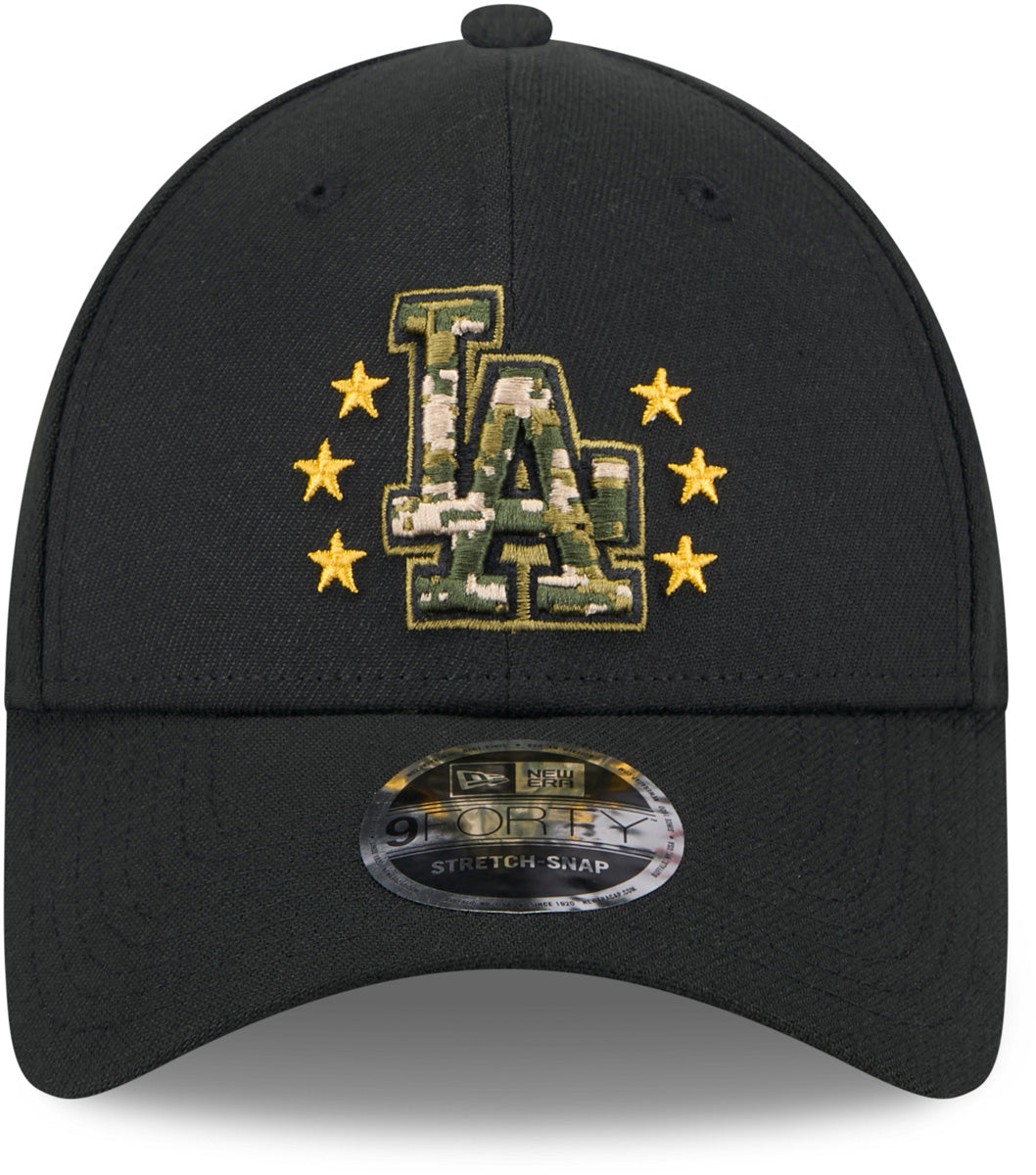 Los Angeles Dodgers New Era 9Forty MLB 2024 Armed Forces Day Black Baseball Cap - Official MLB Licensed Hat for Men & Women - Perfect for Baseball Games, Military Appreciation & Casual Wear