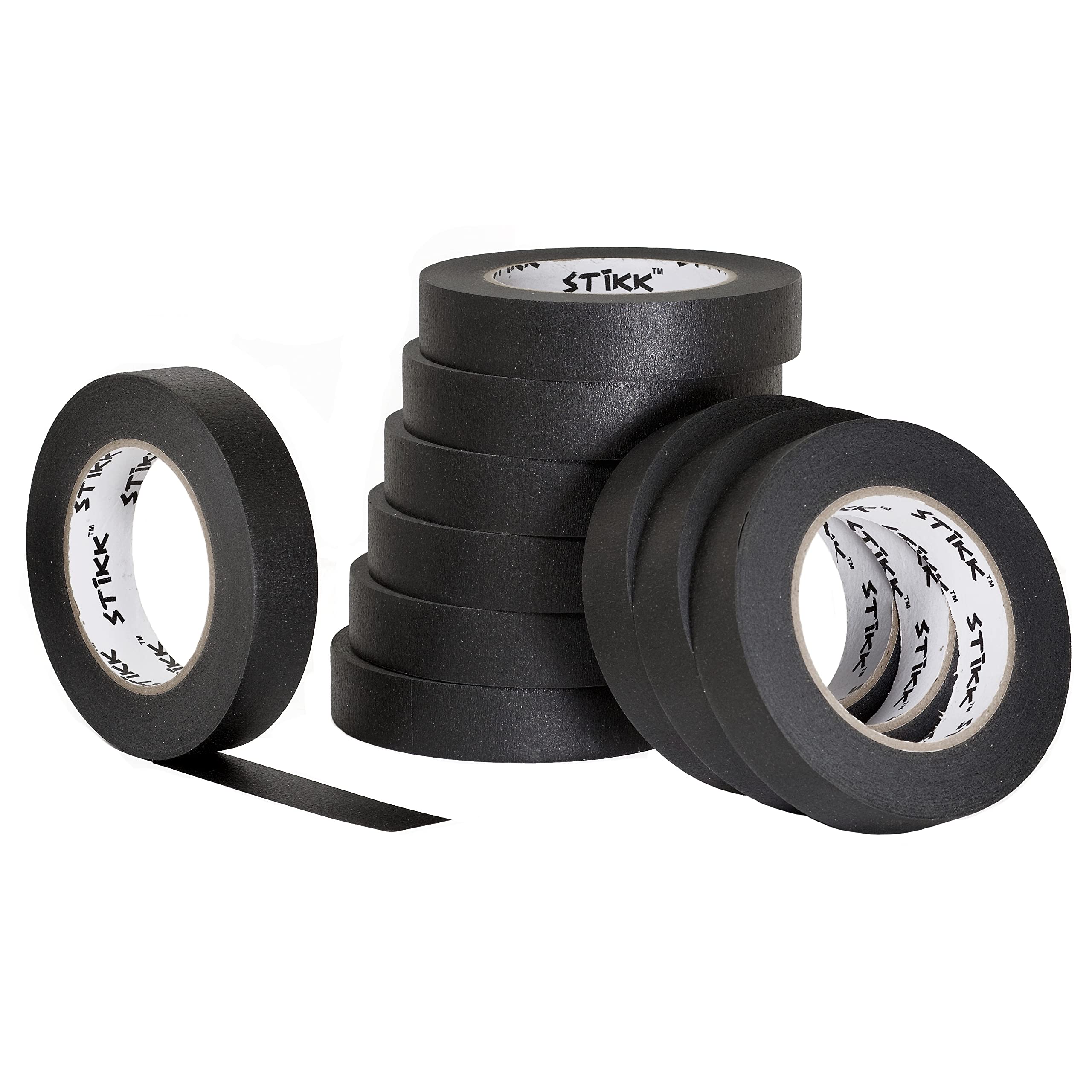 STIKK Professional Painter's Tape 1 inch x 60 Yards (10 Pack) - Black Masking Tape for Painting Walls, Edges, Trim & Ceilings - Residue-Free DIY Home Improvement Supplies - Perfect for Home Renovation, Craft Projects & Wall Decorating