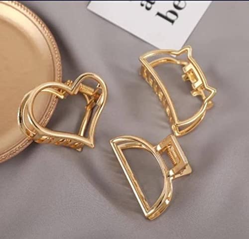Golden Butterfly Metal Hair Clips for Women & Girls - 3 Pack Non-Slip Hair Claw Clutchers with Tight Grip - Perfect for School, Work, Parties and Everyday Hairstyles