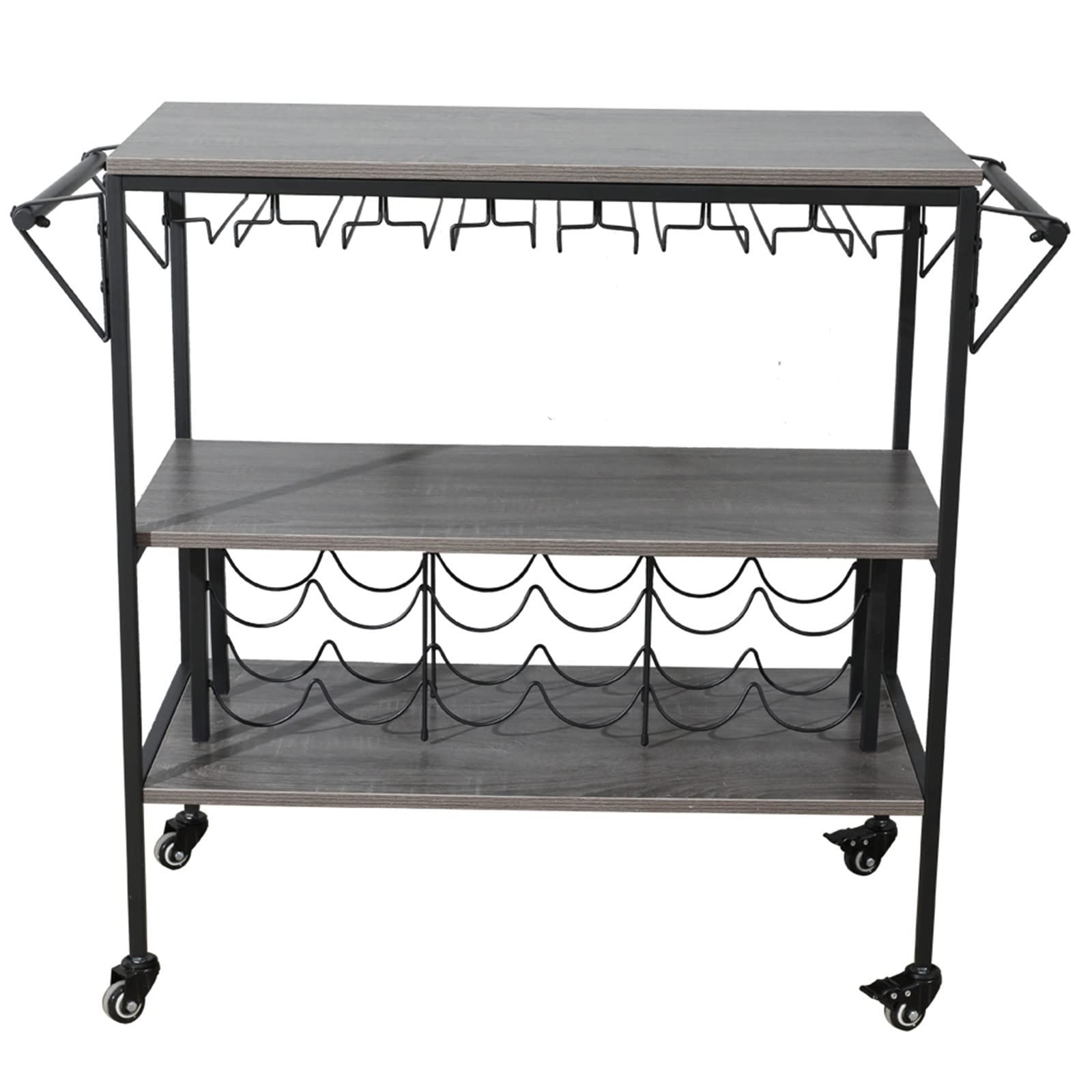 Premium Munich Bar Cart with Wine Rack - Stylish Mobile Serving Cart for Kitchen, Office & Outdoor Terrace - Perfect for Entertaining, Dining & Home Decor