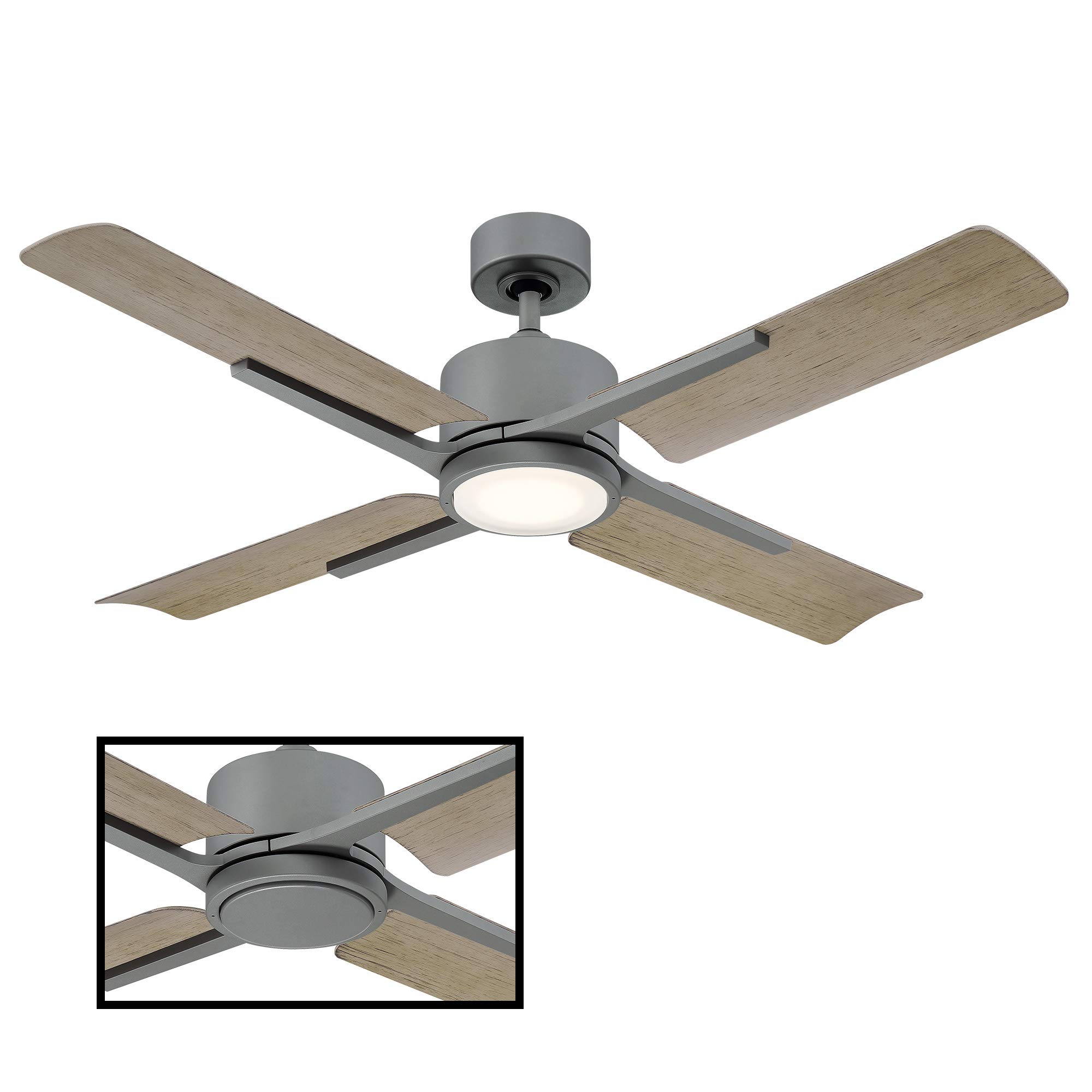Cervantes Smart 56in 4-Blade Ceiling Fan with 3500K LED Light Kit & Remote Control - Graphite Weathered Gray - Works with Alexa, Google Assistant, Samsung Things, iOS & Android App - Perfect for Living Rooms, Bedrooms, and Outdoor Spaces